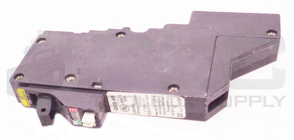 SQUARE D QOB130AS /1 MINIATURE CIRCUIT BREAKER 120/240VAC 30A 1 POLE QOB-AS