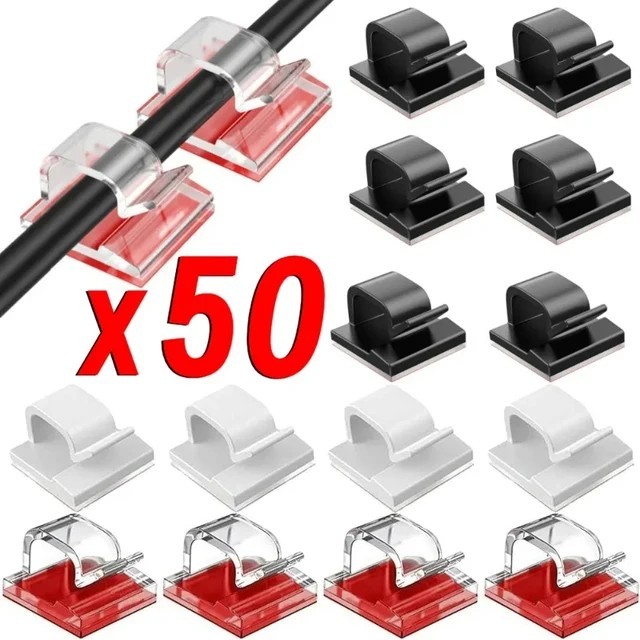 10/20/50PCS Cable Clips Self-Adhesive Cord Management Wire Holder Organizer Hook