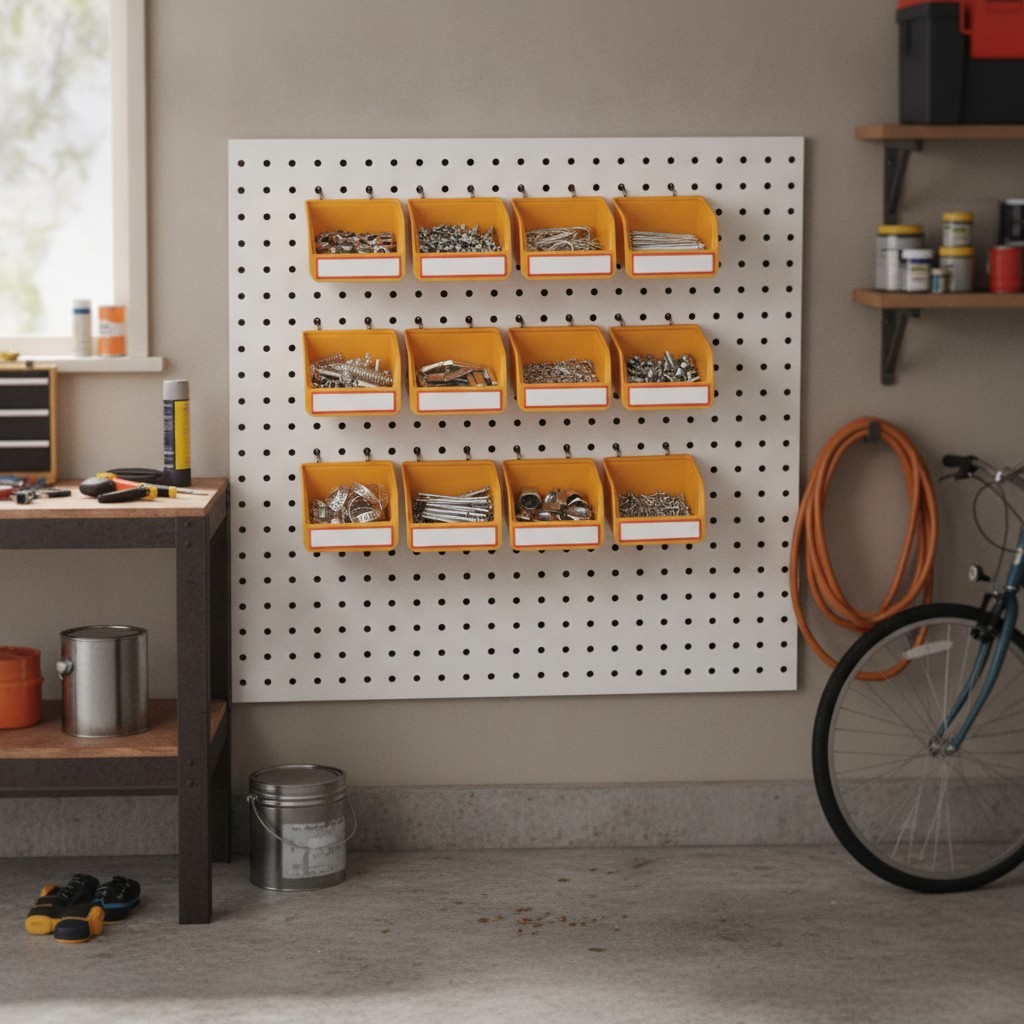 Versatile Pegboard Bins Storage Set - 12 Durable Bins with Labels Included