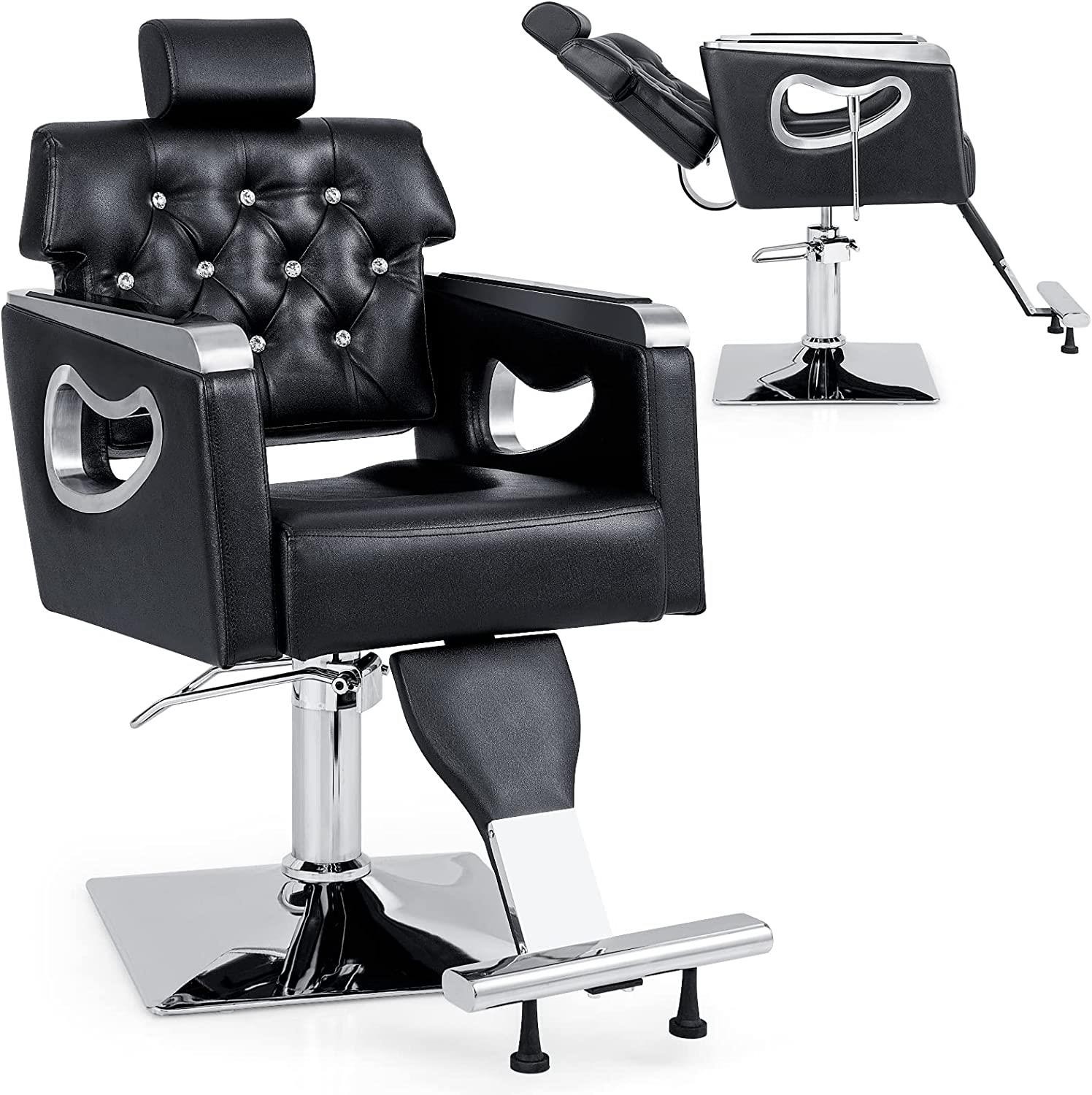 Heavy Duty Reclining Swivel Barber Chair w/ Hydraulic Pump for Beauty Hair Salon