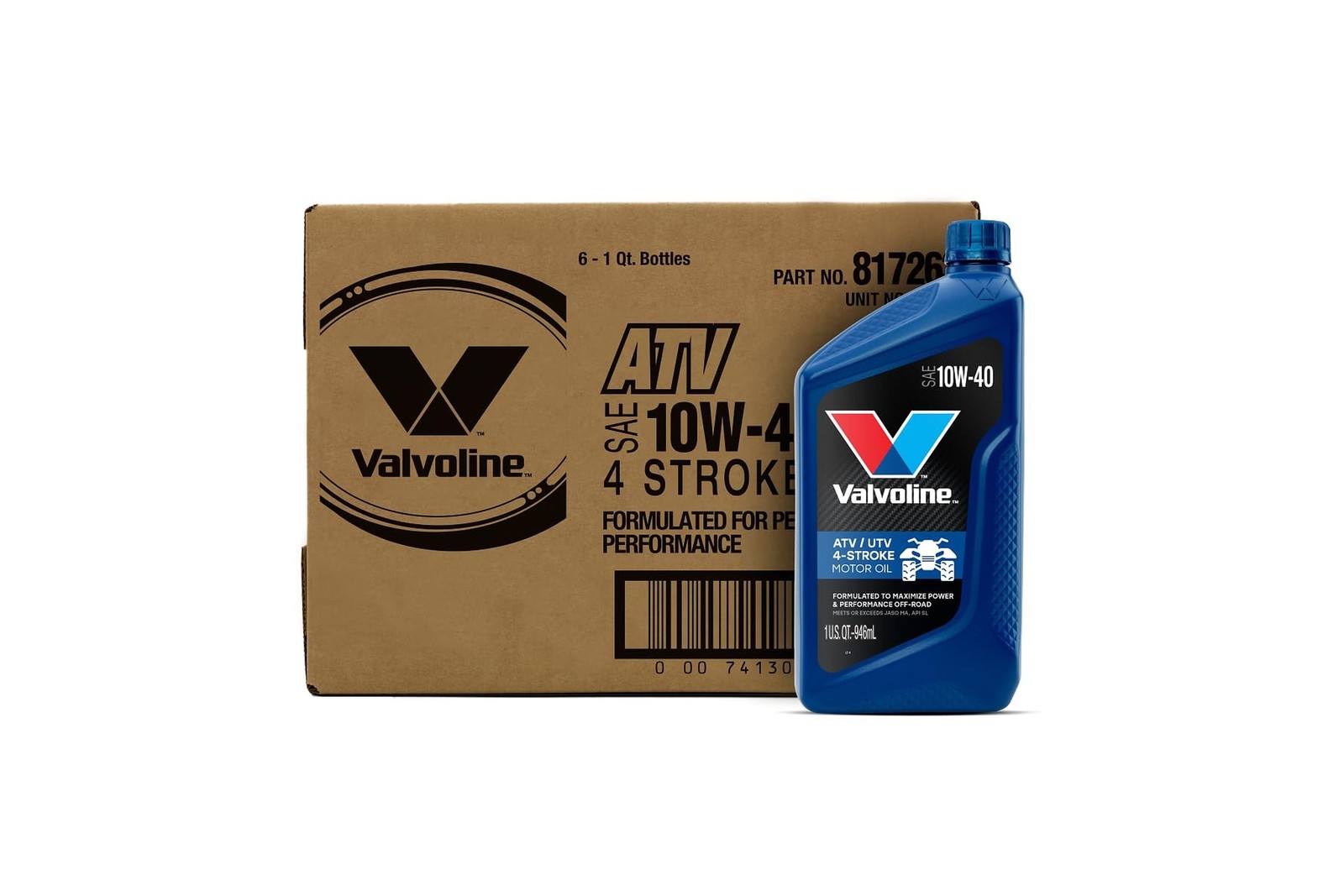 Valvoline 4-Stroke ATV/UTV SAE 10W-40 Motor Oil 1 QT, Case of 6