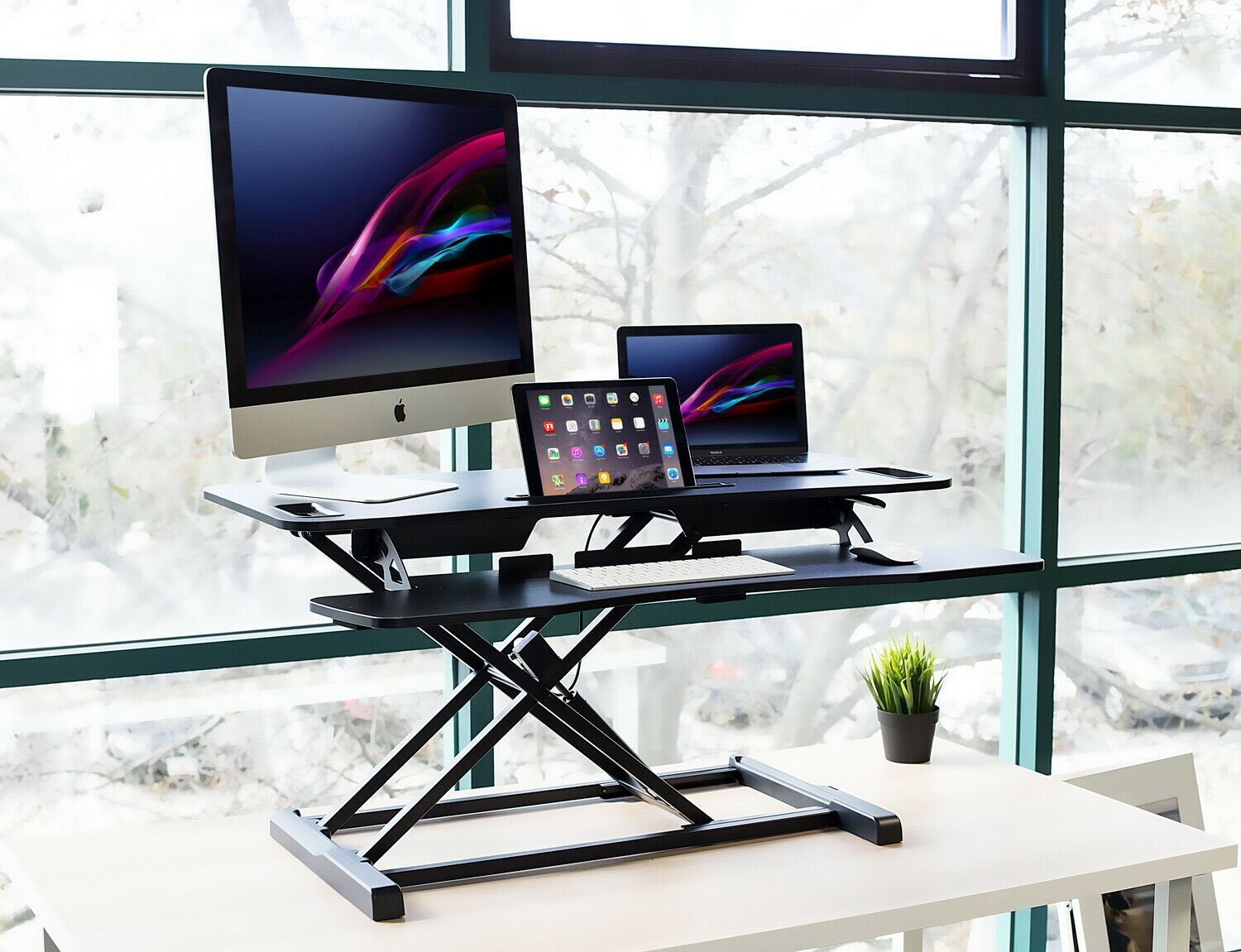 Mount-It! Standing Desk Converter | Height Adjustable 37 Inches Wide | Open Box