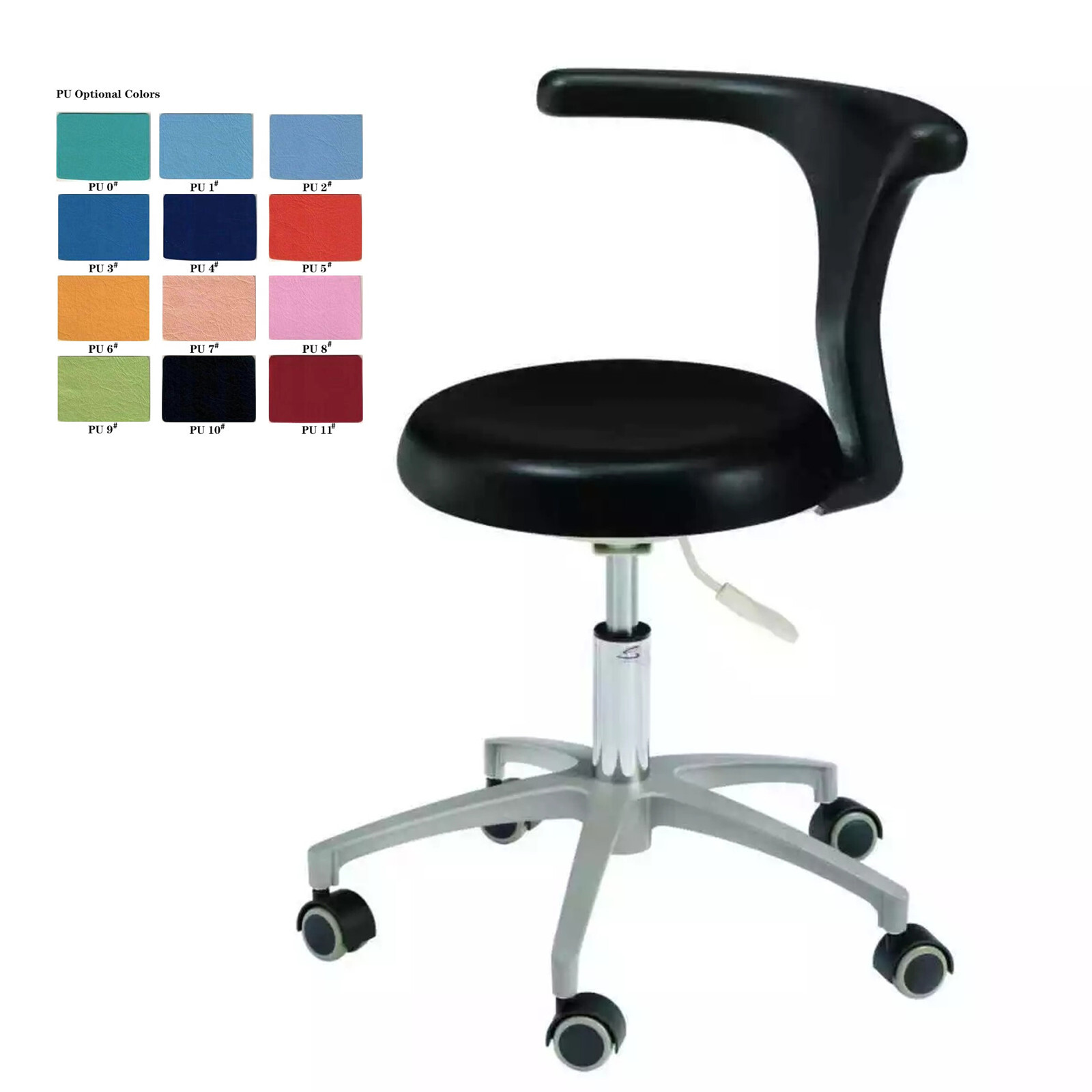 Ergonomic PU Leather Dentist Chair Dental Doctor's Stool with Backrest HS-2