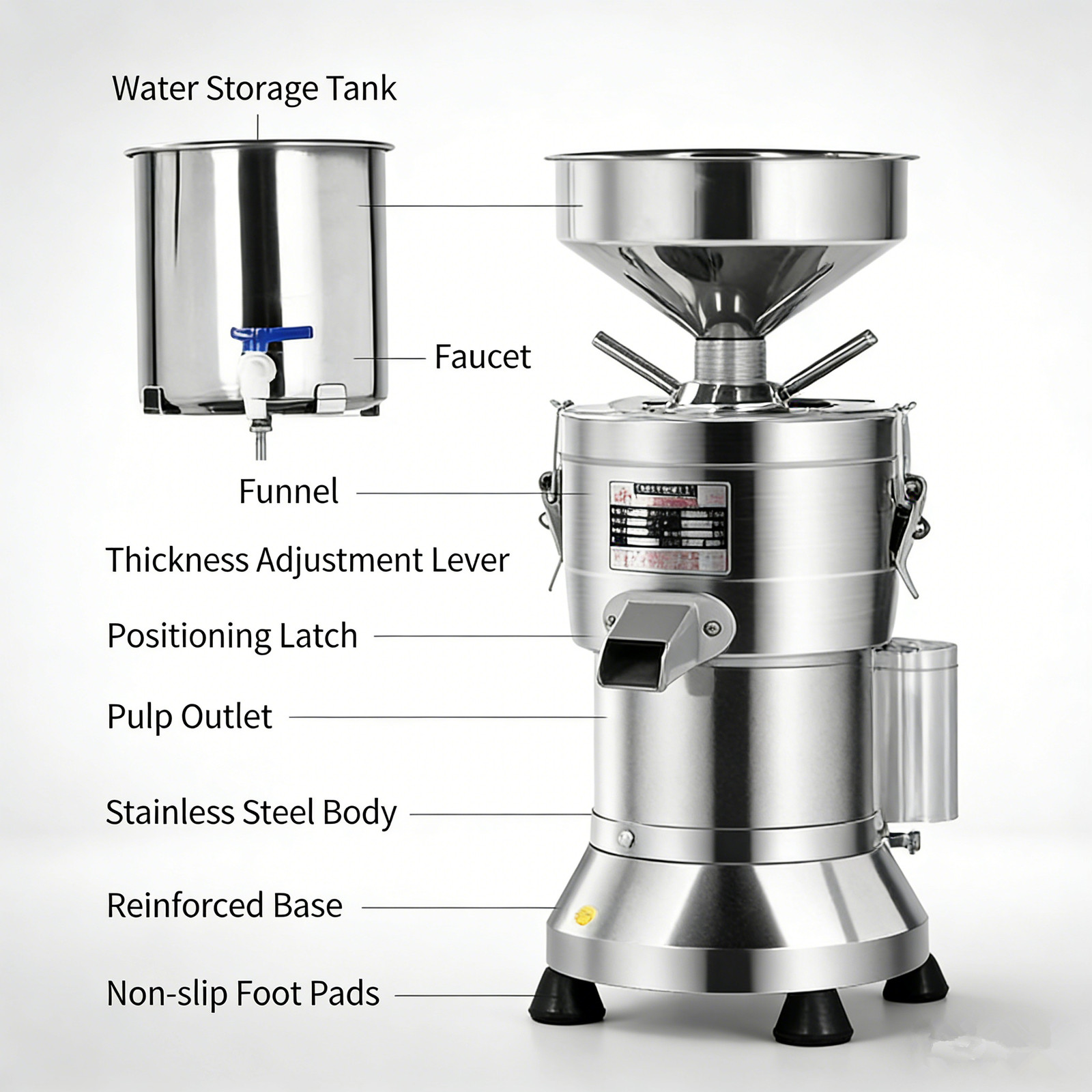 Stainless Steel Slag Separated Soybean Milk Maker Soybean Grinding Machine