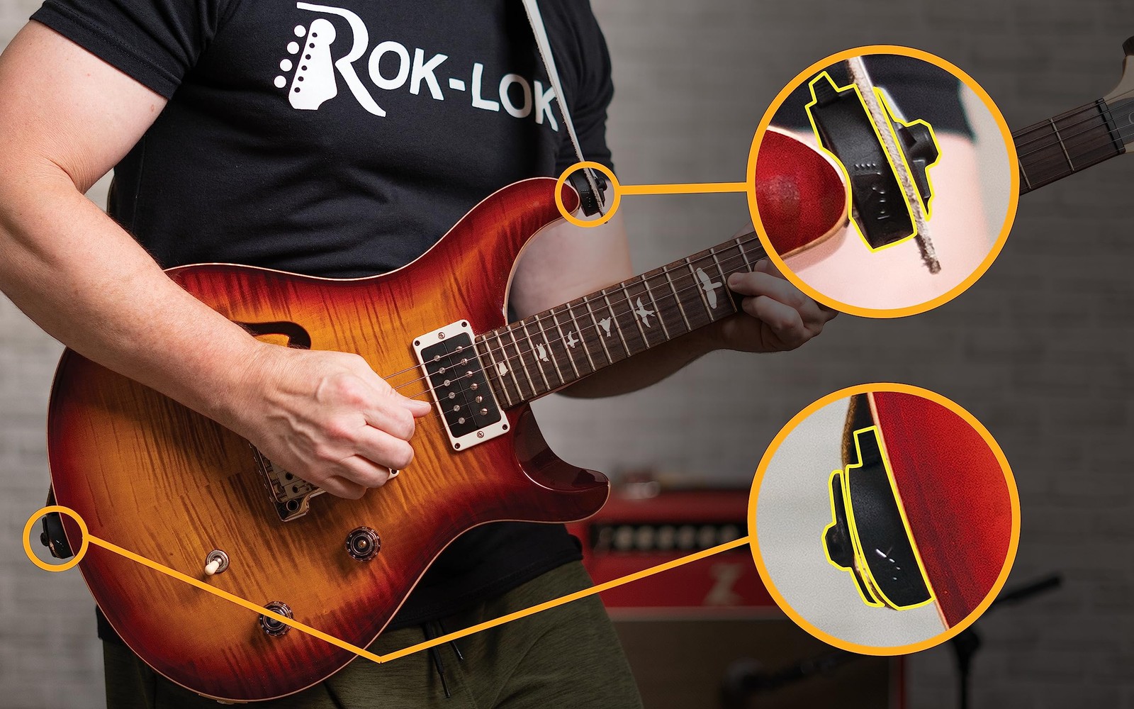 Rok-Lok PRO Guitar Strap Lock 2 PACK- Universal 2-Pack, 2-Pack