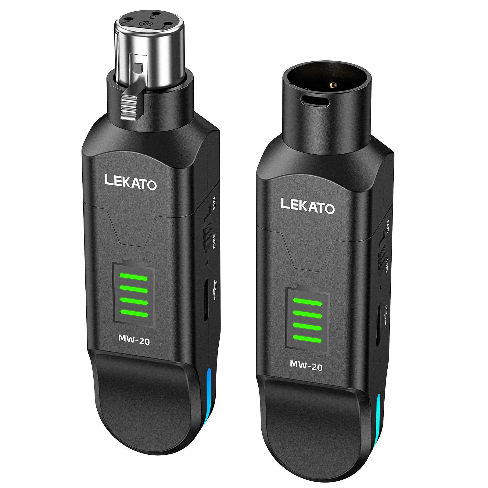 LEKATO Microphone Wireless System 2.4GHz XLR Transmitter Receiver 4 Channels
