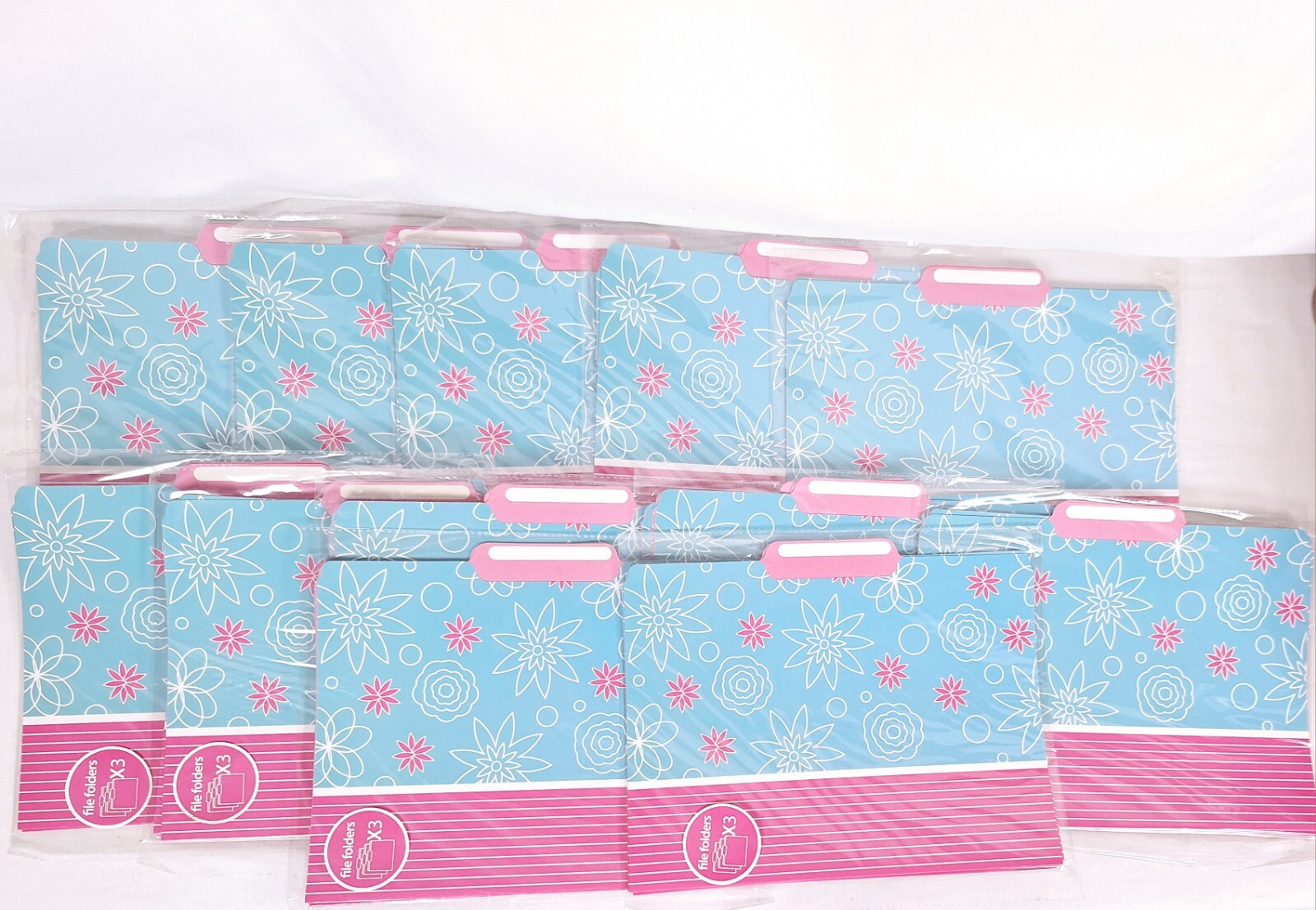 LOT OF 36 Coastal Blue Pink Floral File Decorative Folders
