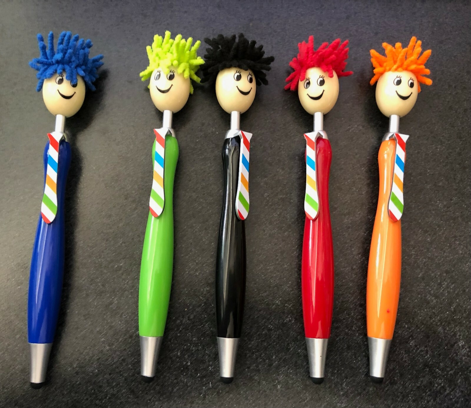 Stylus, pen and duster.  Cute has curly hair on head as duster. Lot of 5
