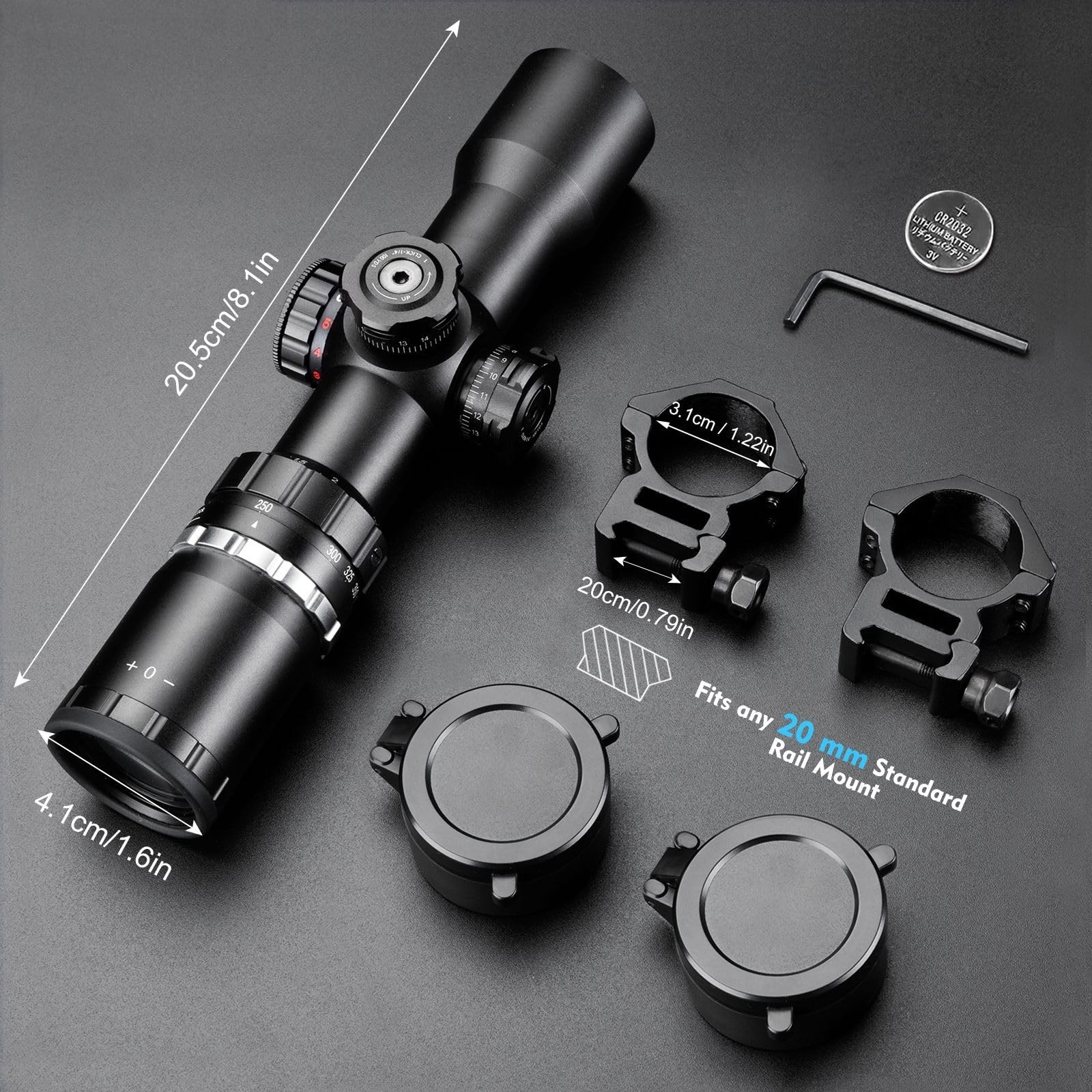 Crossbow Scope 1.5-5x32, with Locking Ring, 250-450 FPS Speed Adjustment, Spe...