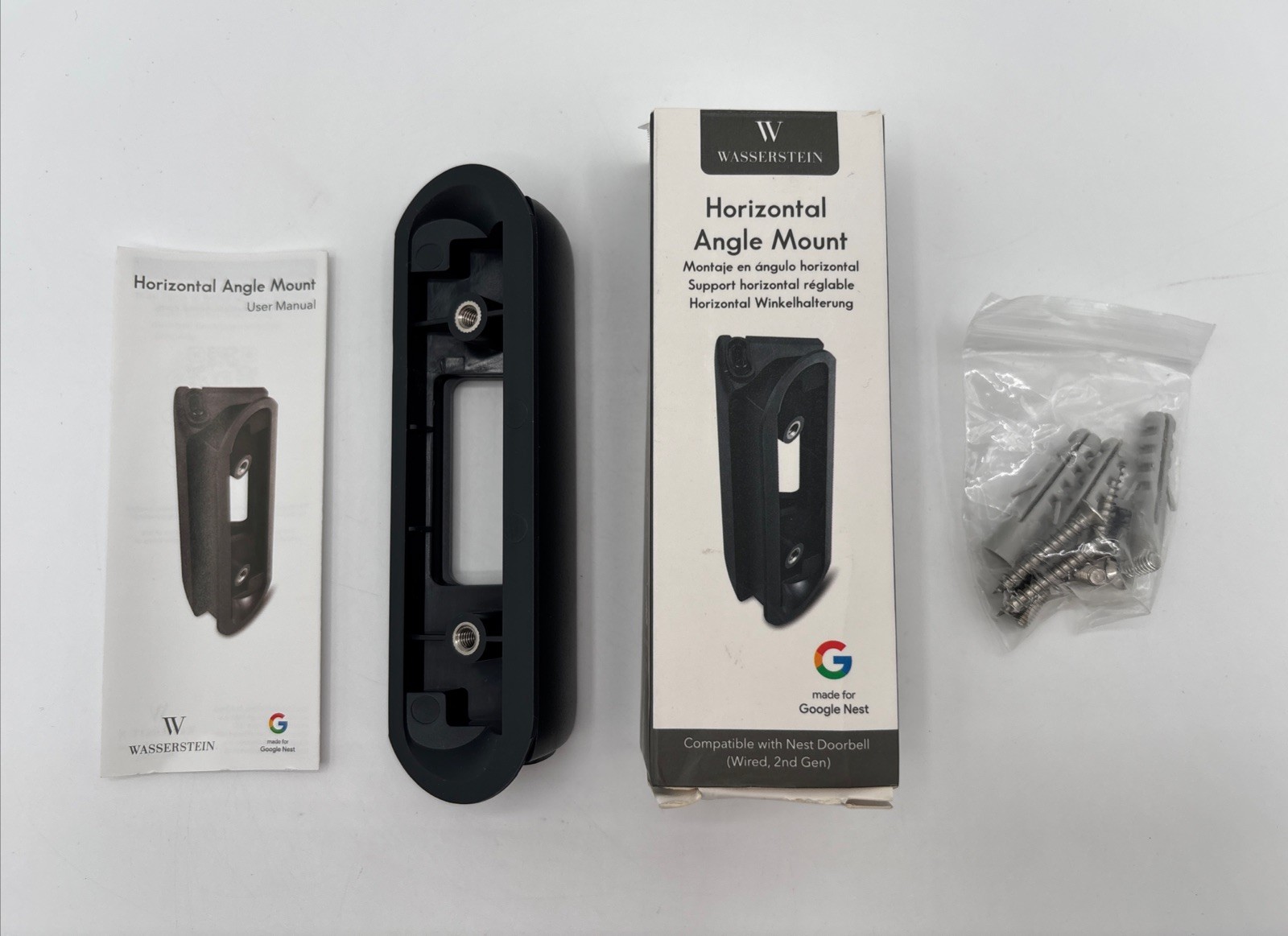 Wasserstein Horizontal Adjustable Angle Mount for Nest Doorbell (Wired,2nd Gen)