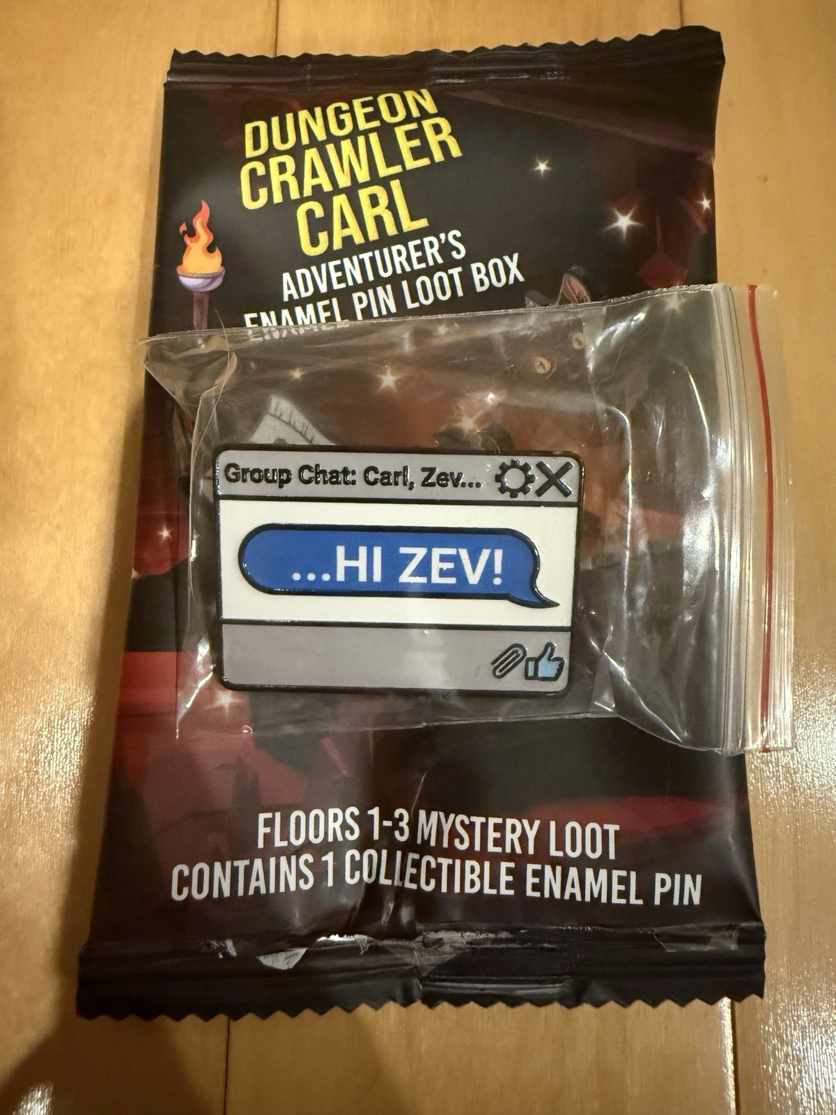 New Foam Brain Games Dungeon Crawler Carl Hi Zev Group Chat Loot Box Enamel Pin