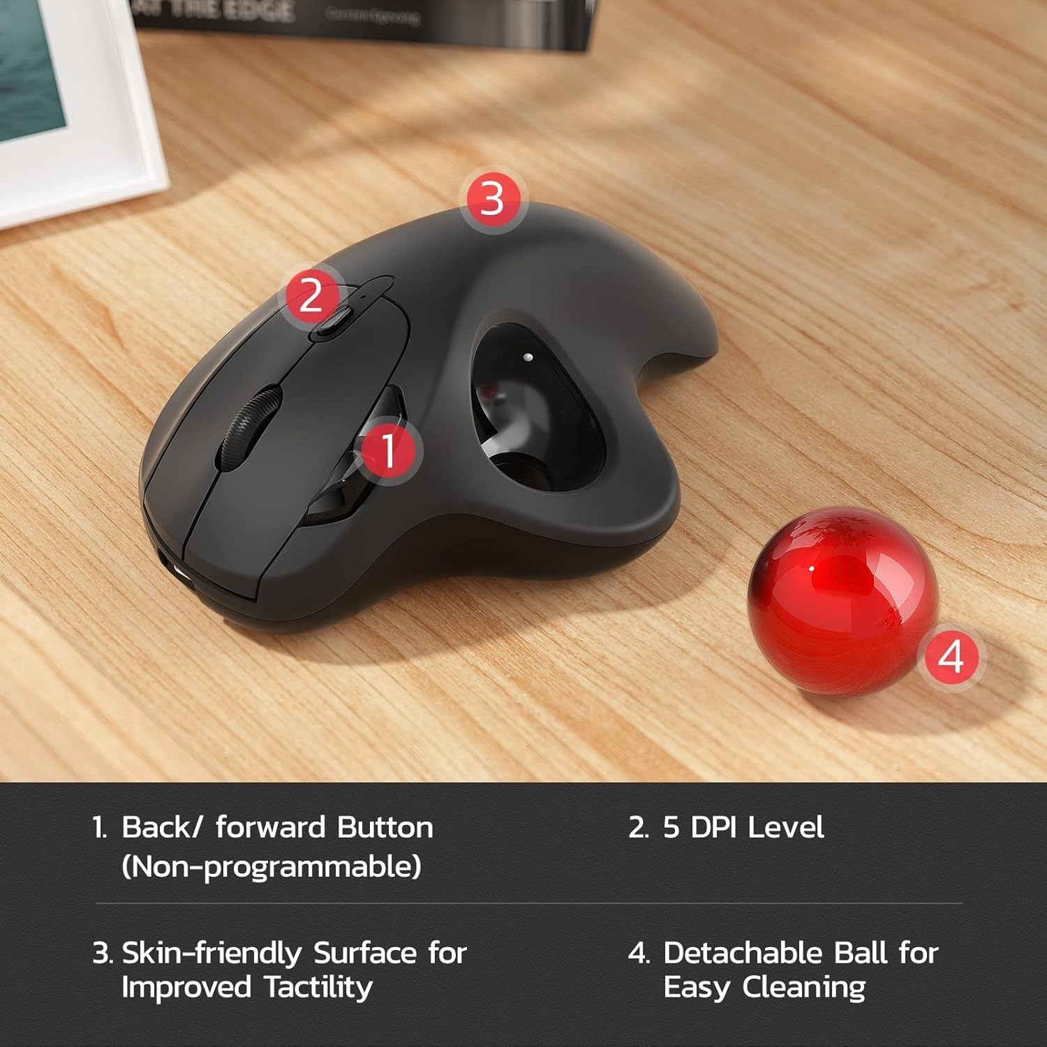 M501 Wireless Trackball Mouse, Rechargeable Ergonomic, Easy Thumb Control, Pr...