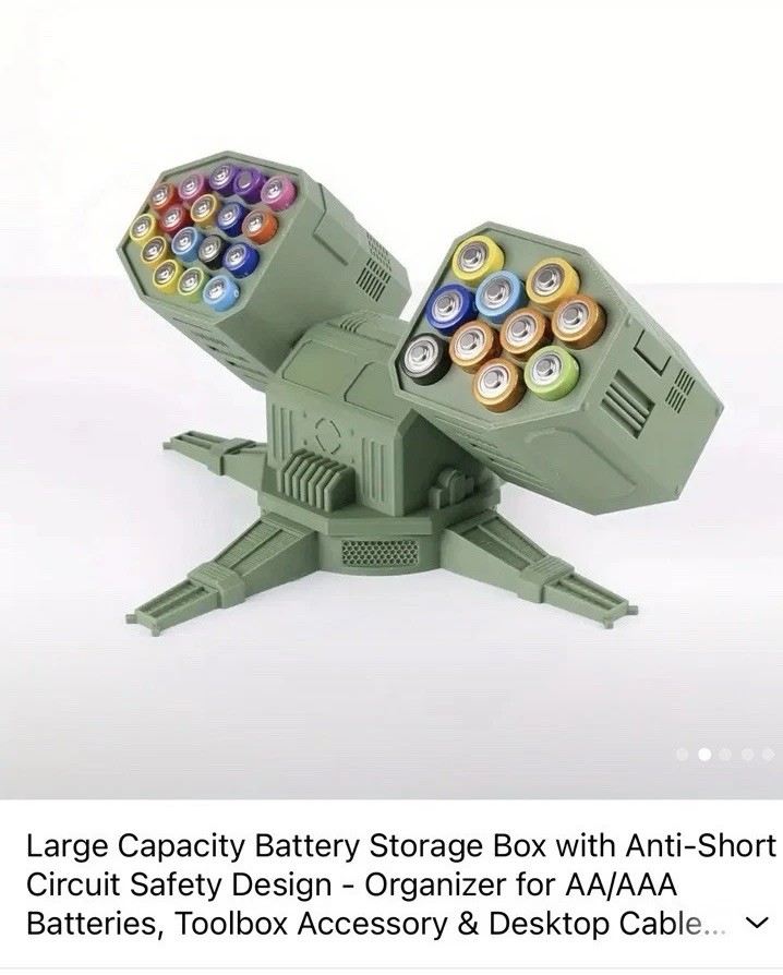 NEW Artillery, AAA/AA, Desktop Battery Organizer Storage Case; Military Battery