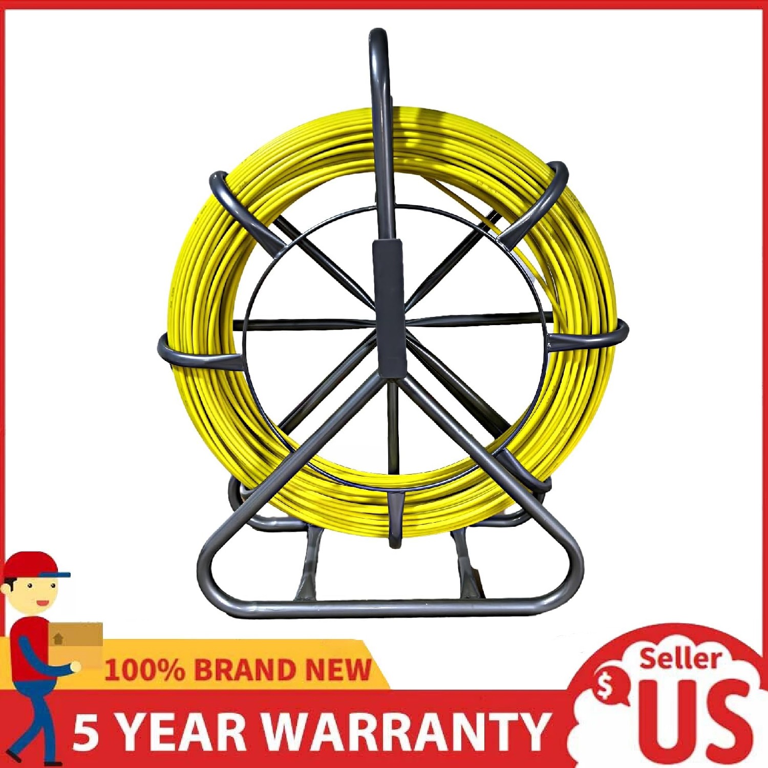 Fish Tape Puller Fiberglass 656ft 1/4 inch Wire Puller Cable Running Duct Rodder