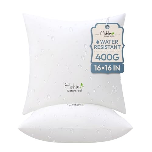 Outdoor Pillows 16 X 16 Pillow Inserts Pack of Water-Resistant 16x16 Inch 2