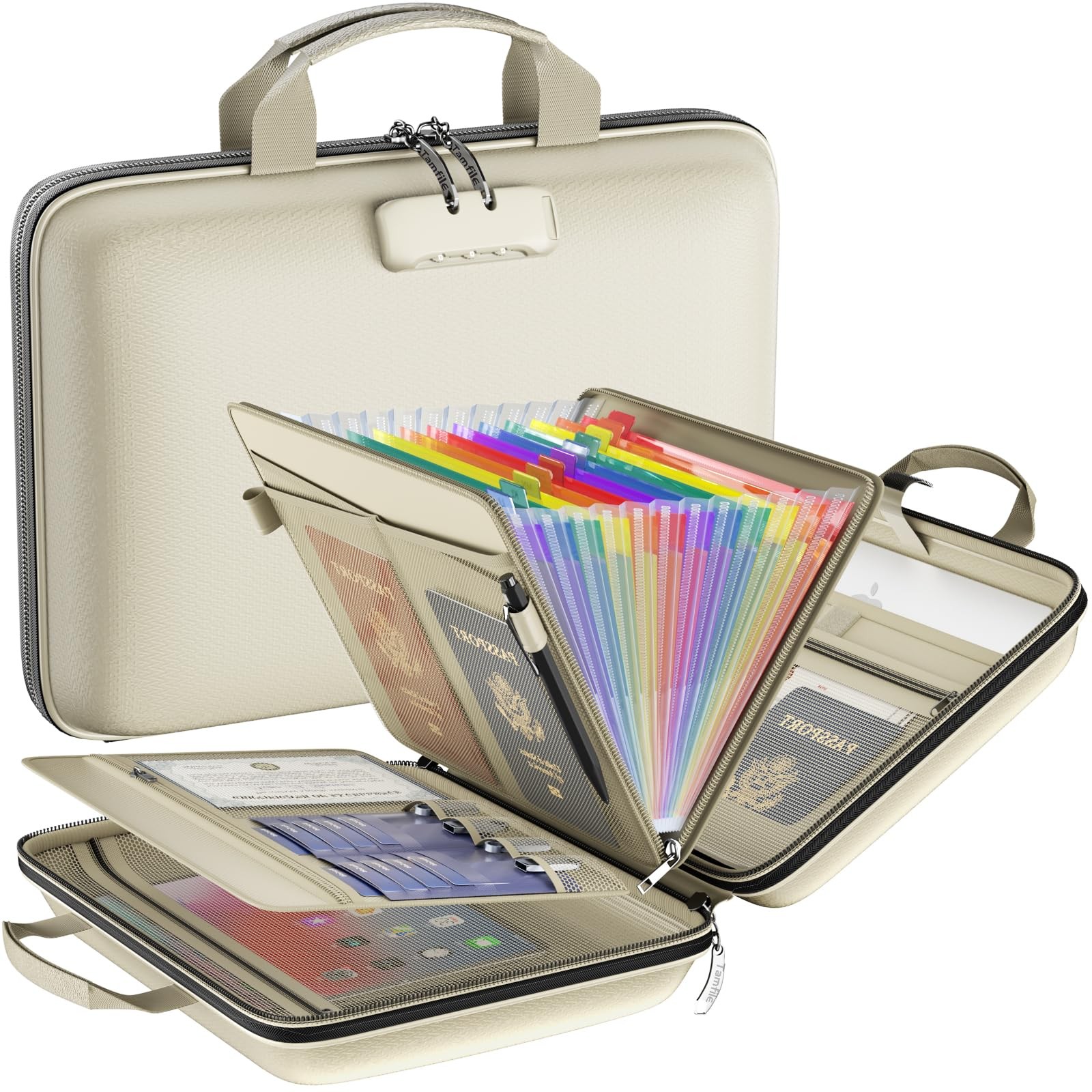 Fireproof File Organizer with Lock, Hard-Shell Case Fireproof Document Box with