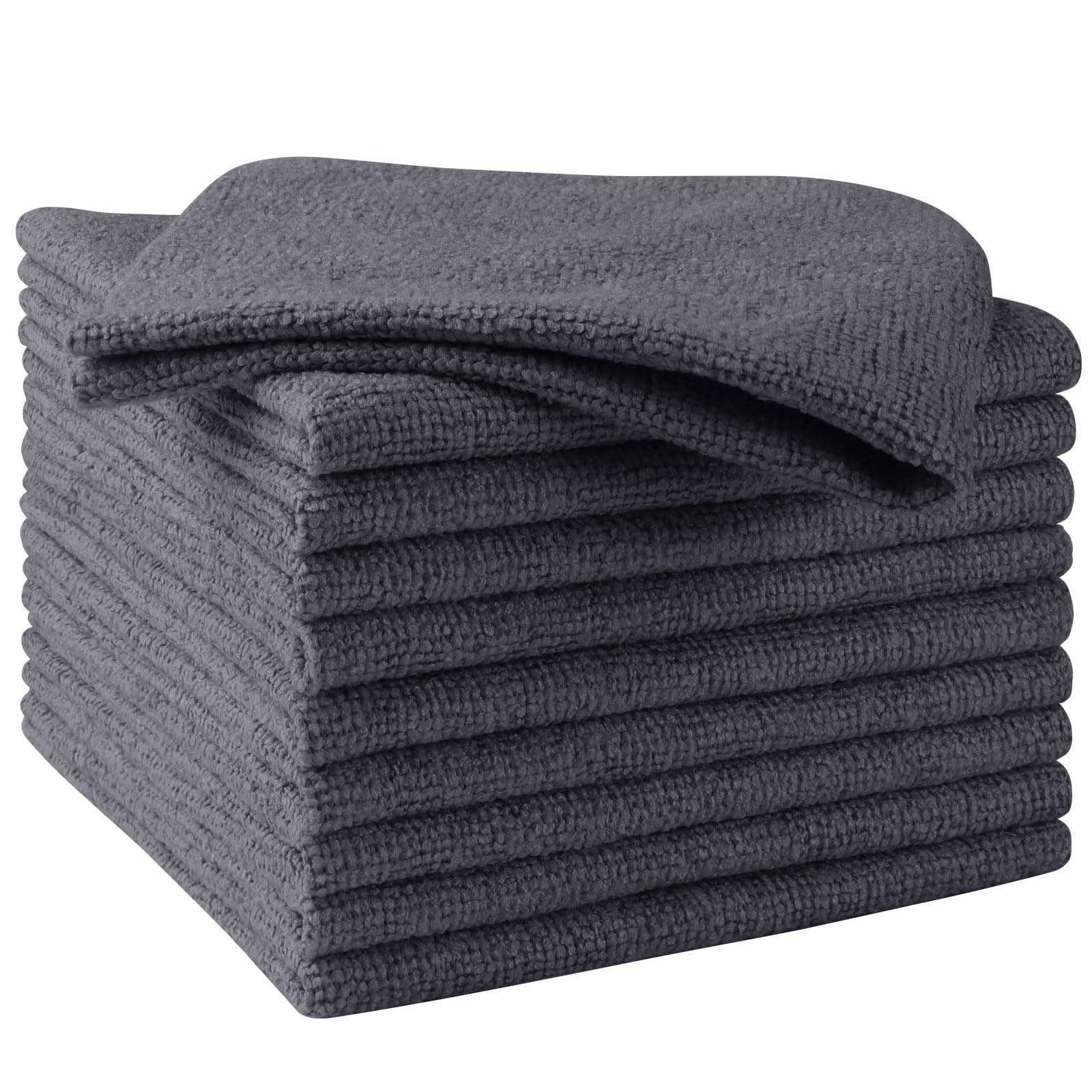 HOMEXCEL Grey Microfiber Cleaning Cloths, 10 Pack Microfiber Towels for Cars,...