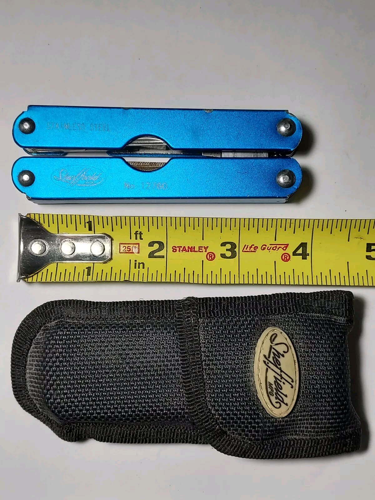 Sheffield Blue Stainless Steel Multi Tool #12760 with nylon pouch