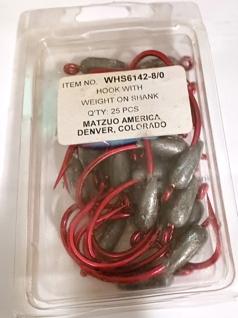 Matzuo 8/0 Weighted Red Fishing Hooks lure bait 11 pc .3oz/8grm Snapper Bass