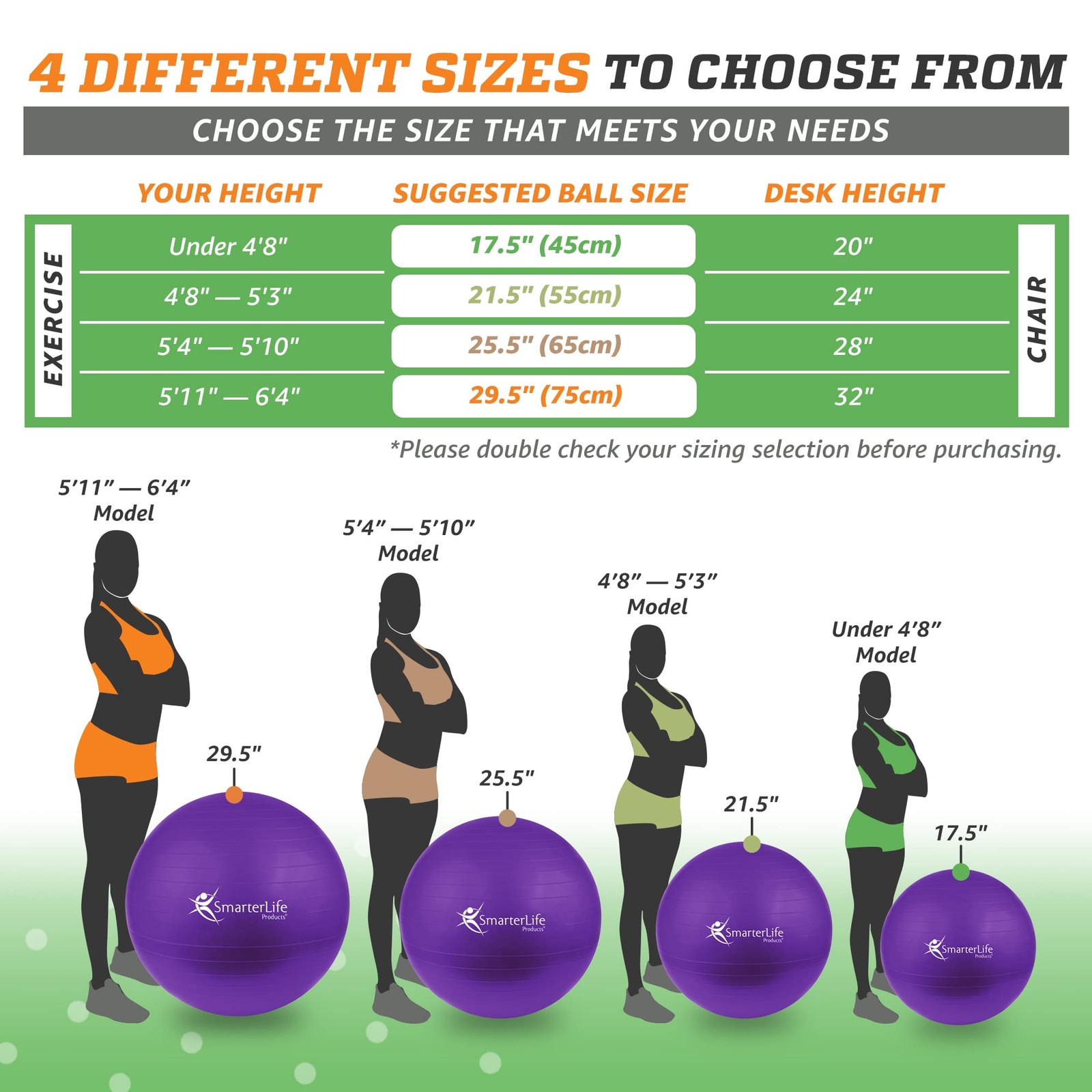 SmarterLife Exercise Ball Yoga Ball for Fitness, Balance, Stability, or Pregn...