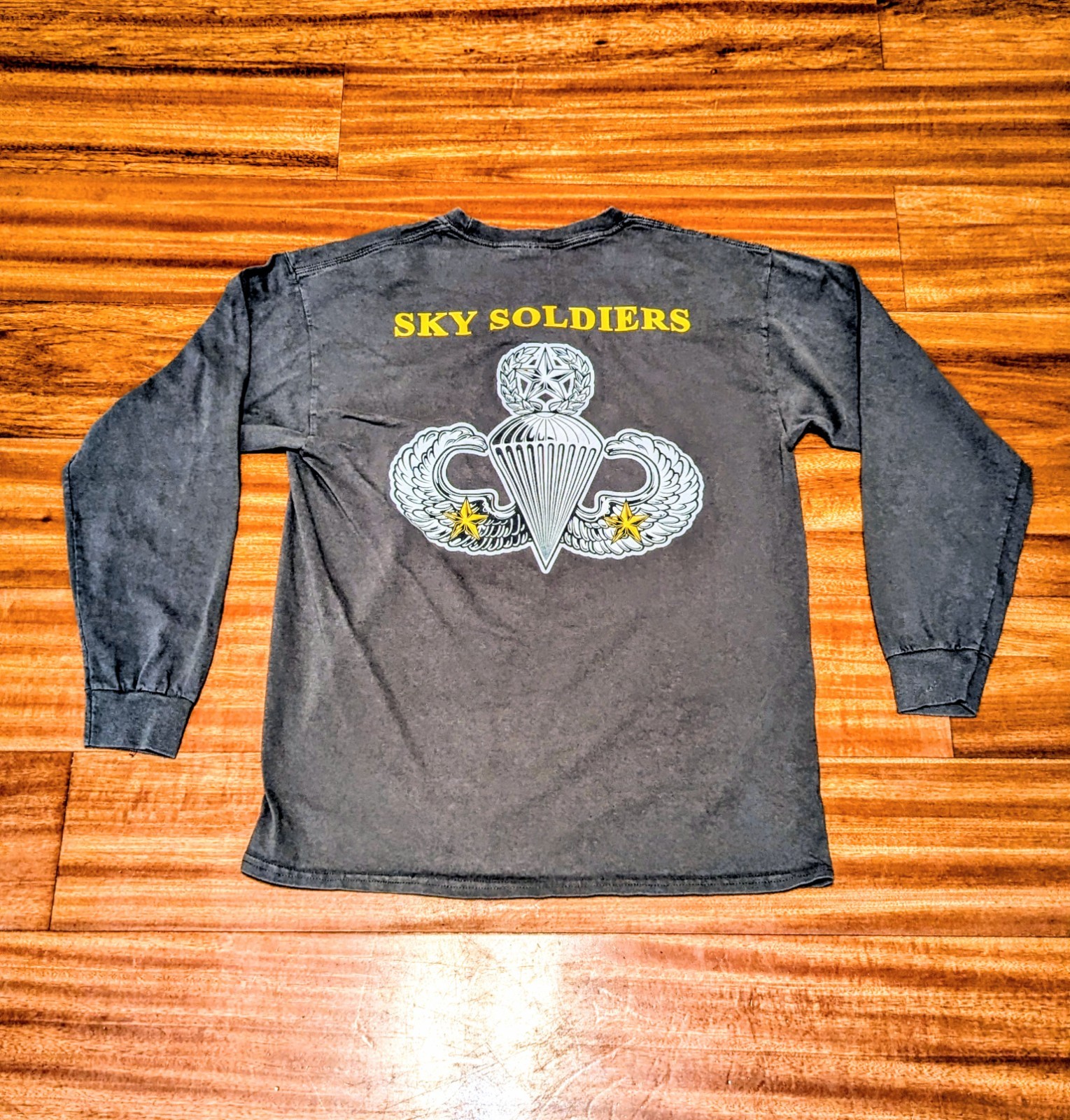 Airborne Sky Soldiers 173D IBCT Support Battalion T Shirt Gray sz L Military
