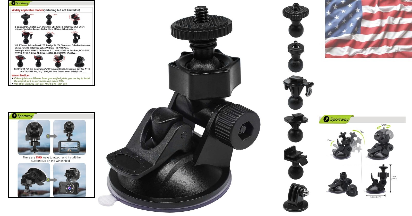 Universal Dash Cam Mount with 10pcs Joints – Easy Installation and Adjustability