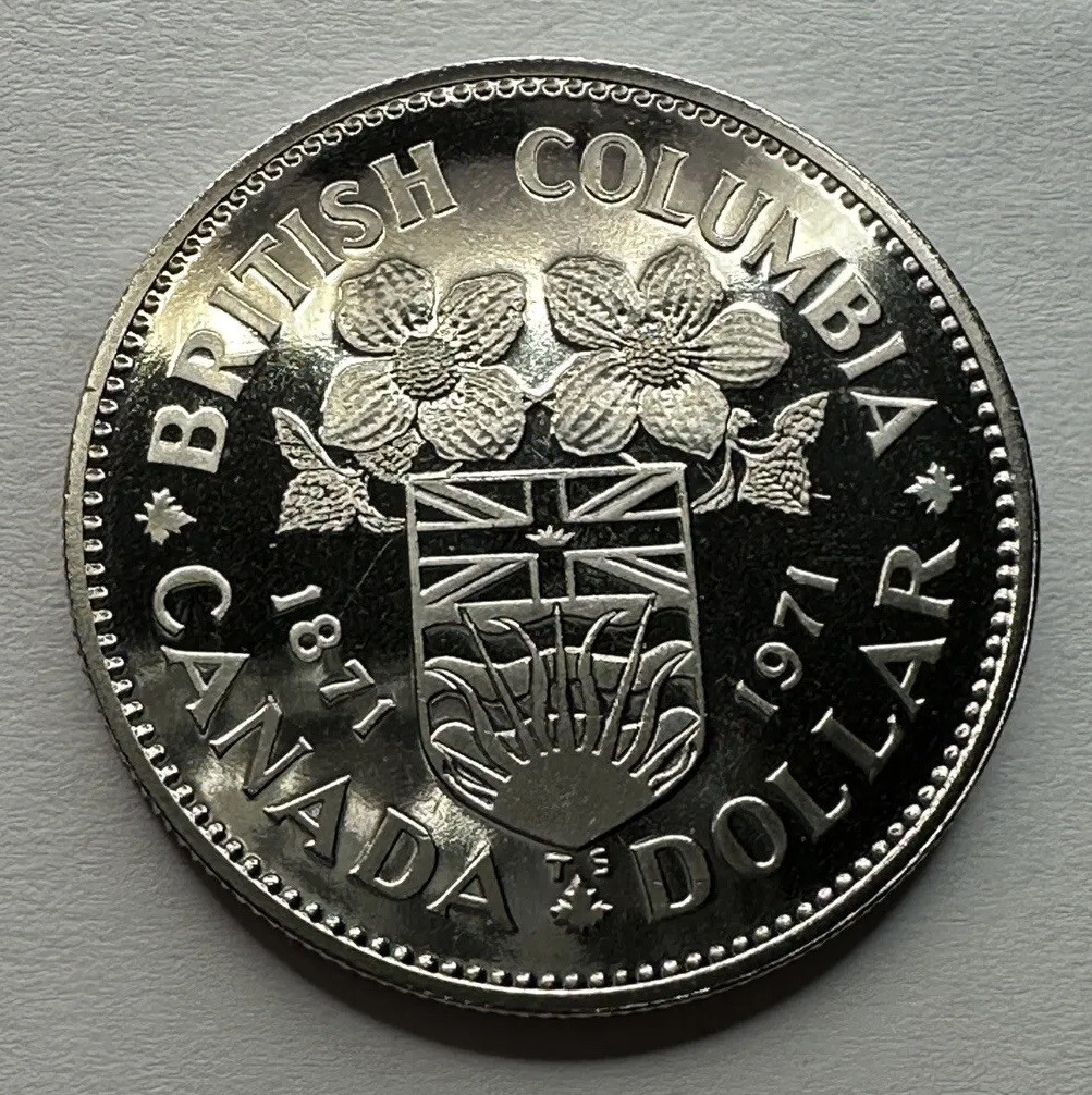 1971 Canadian $1 Dollar Proof-Like Coin Uncirculated. Special 100 Year B.C. Ed!