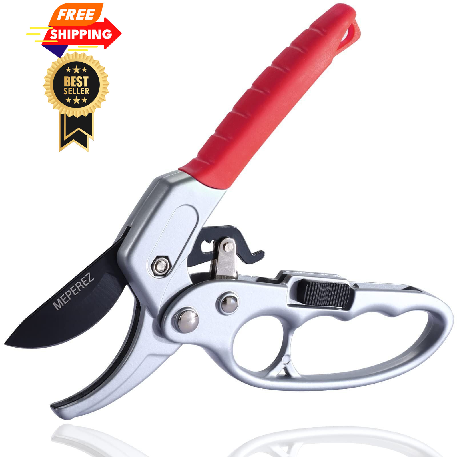 MEPEREZ Premium German-Made Pruning Shears – Ergonomic, Heavy-Duty 8", Red