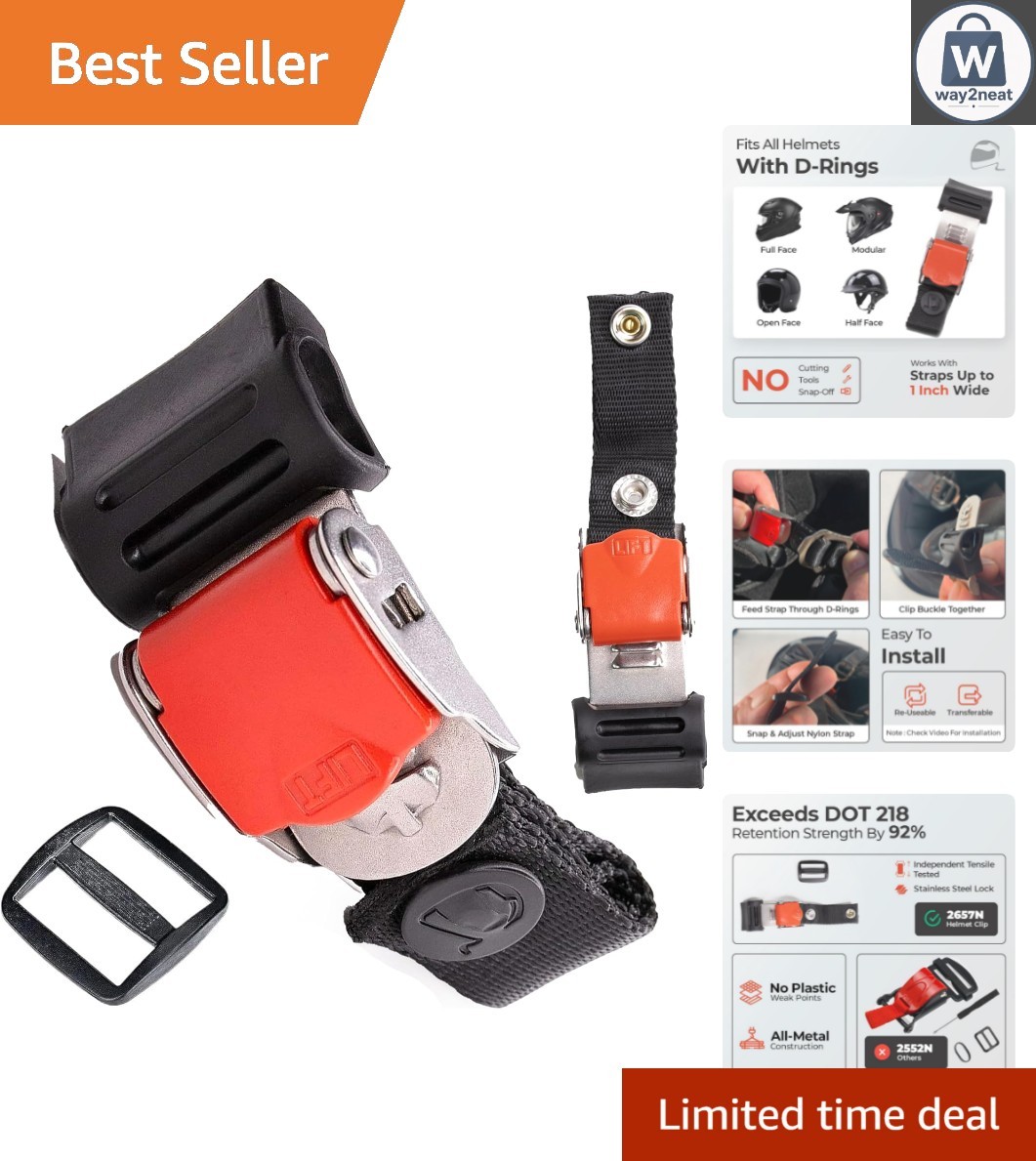 Heavy-Duty Helmet Quick Release Buckle Kit for Motorcycling - Tool-Free Install