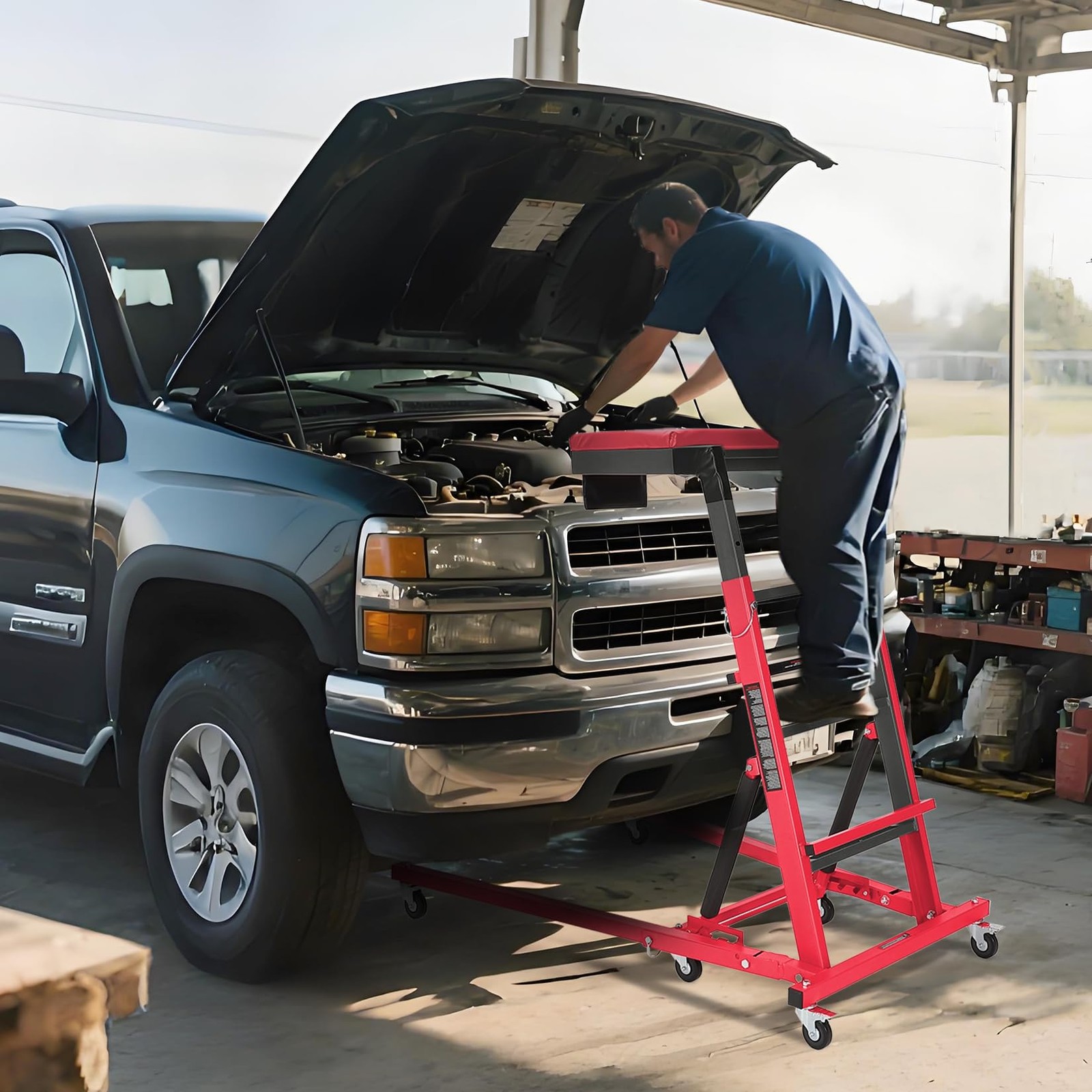 Heavy Duty Adjustable Topside Engine Creeper 400lbs Over-Engine Mechanic Creeper