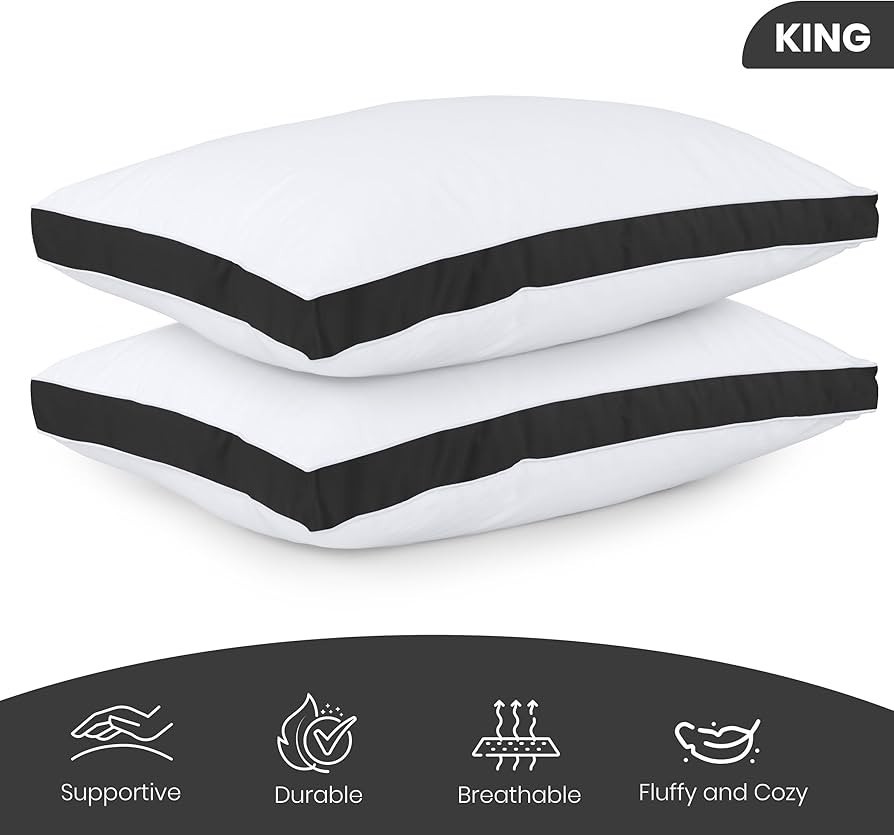 NIB - UTOPIA Bedding Gusset Pillows KING size - BLACK