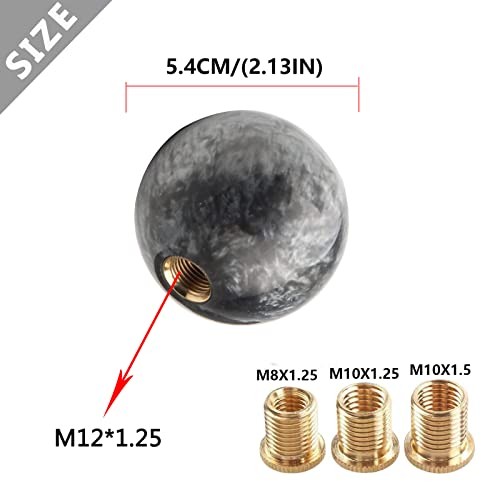Shift knob Round Ball Marble Style Universal for Manual Automatic Vehicles Gray