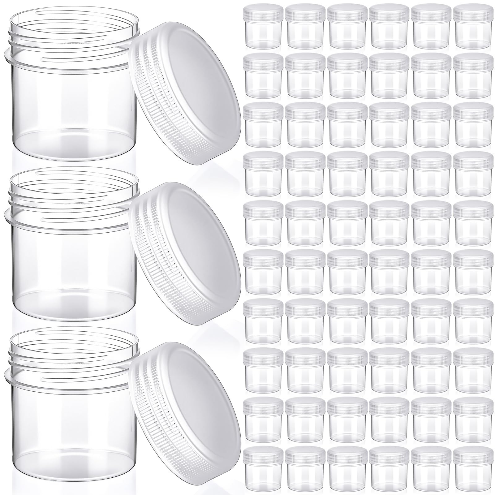 100 Pcs 1 oz Plastic Container Jars with Lids Round Leak Proof Refillable Sma...