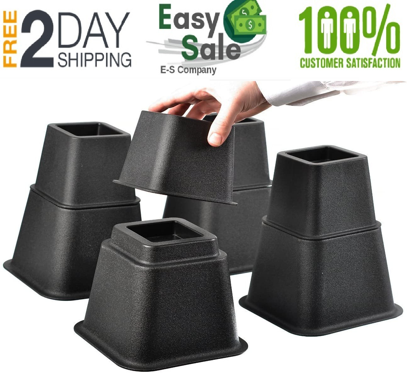 Adjustable 8 Inch Bed Lifters Set Home Bed Legs Risers Furniture Bedding 4 Pack