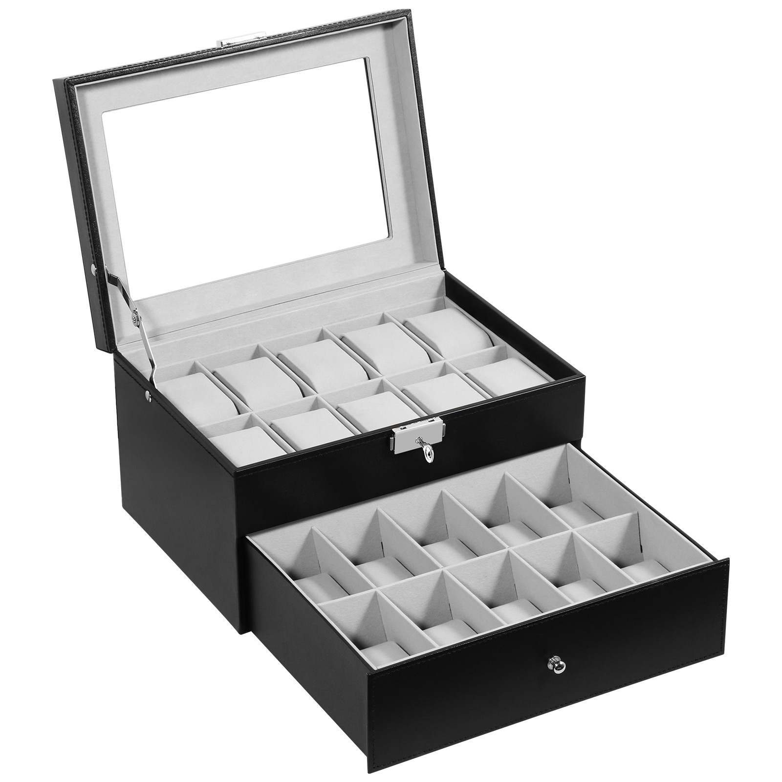 Uten 20 Slots Watch Box PU Leather Watch Case Organizer Watch Display Case GIFT