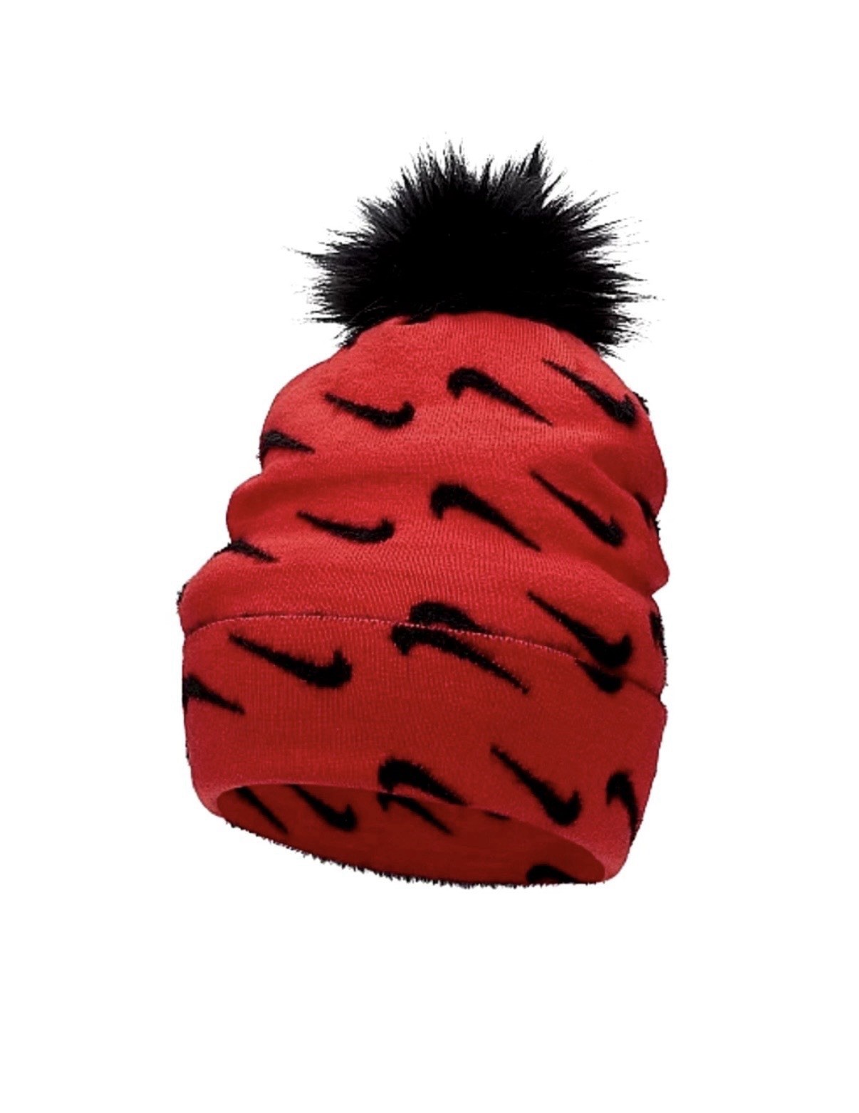 Nike Beanie Knit Hat Holiday Unisex Removable Pom Pom Youth Kids