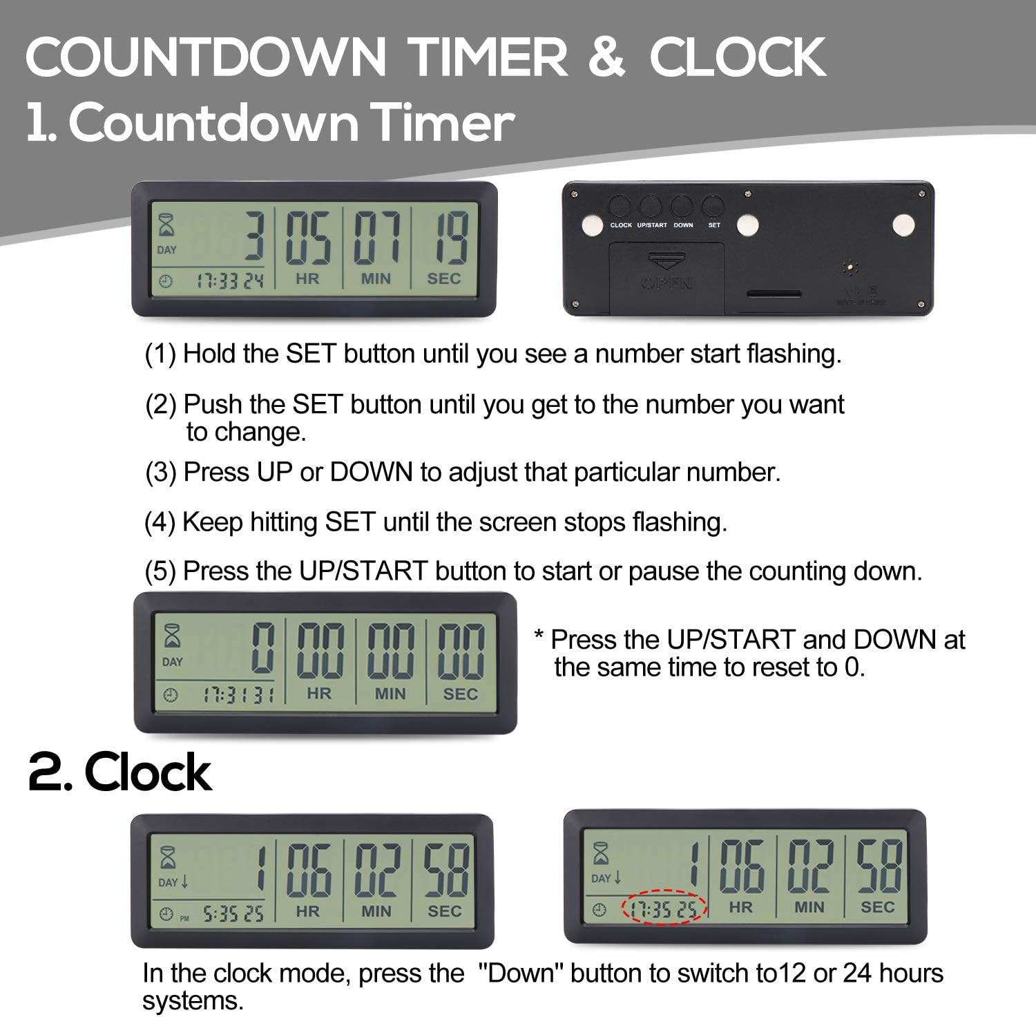 Digital Countdown Days Timer - Ay4053-Black Upgraded Big 999 Days Count down ...