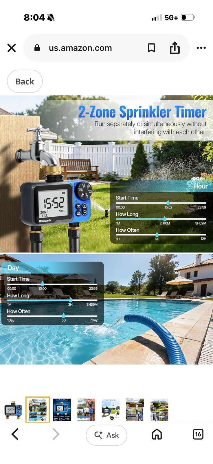 2 Zone Sprinkler Timer Brass Programmable Garden Hose Water Timer IP55