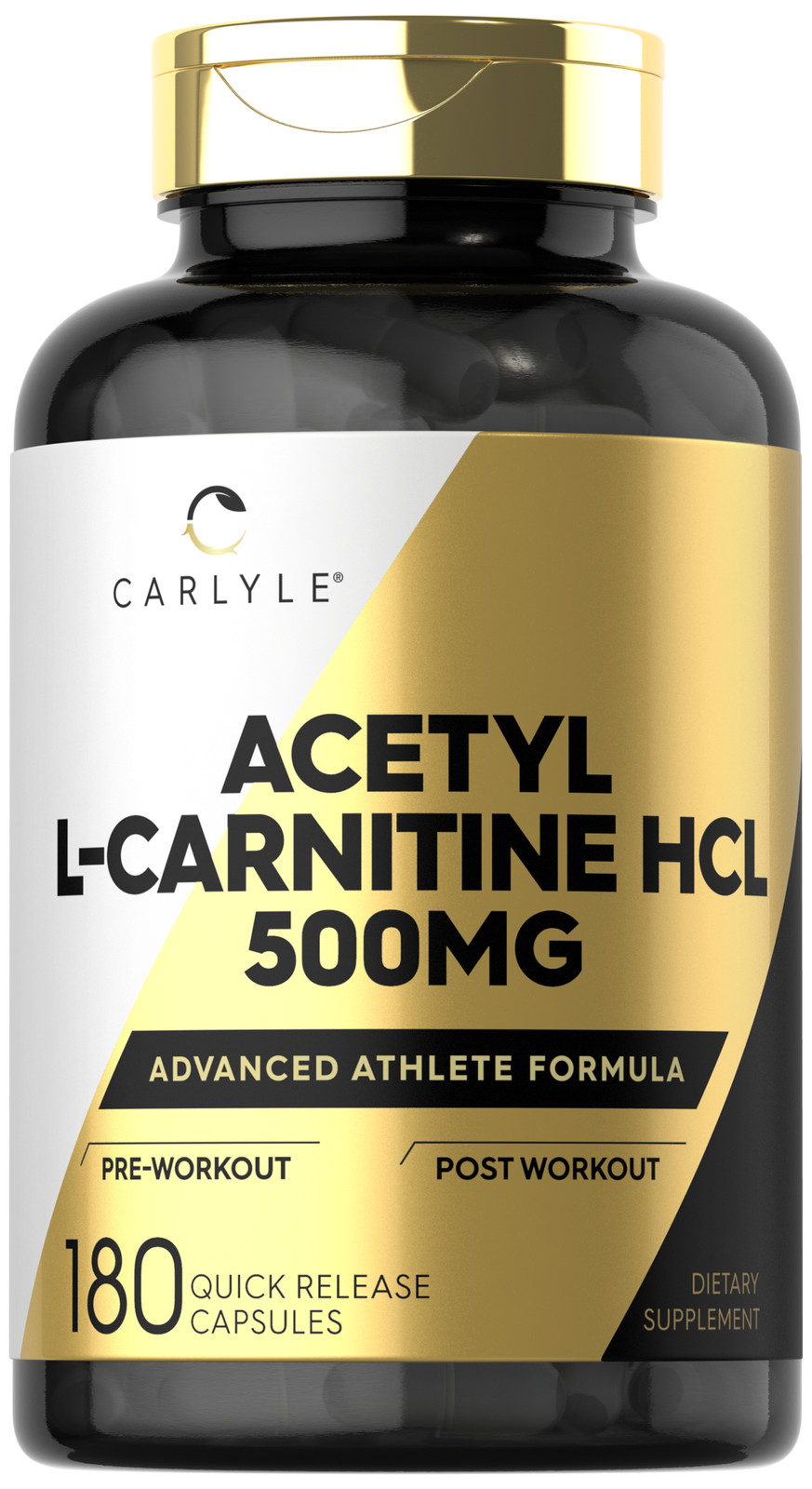 Acetyl L-Carnitine HCL 500mg | 180 Capsules | Non-GMO, Gluten Free | by Carlyle