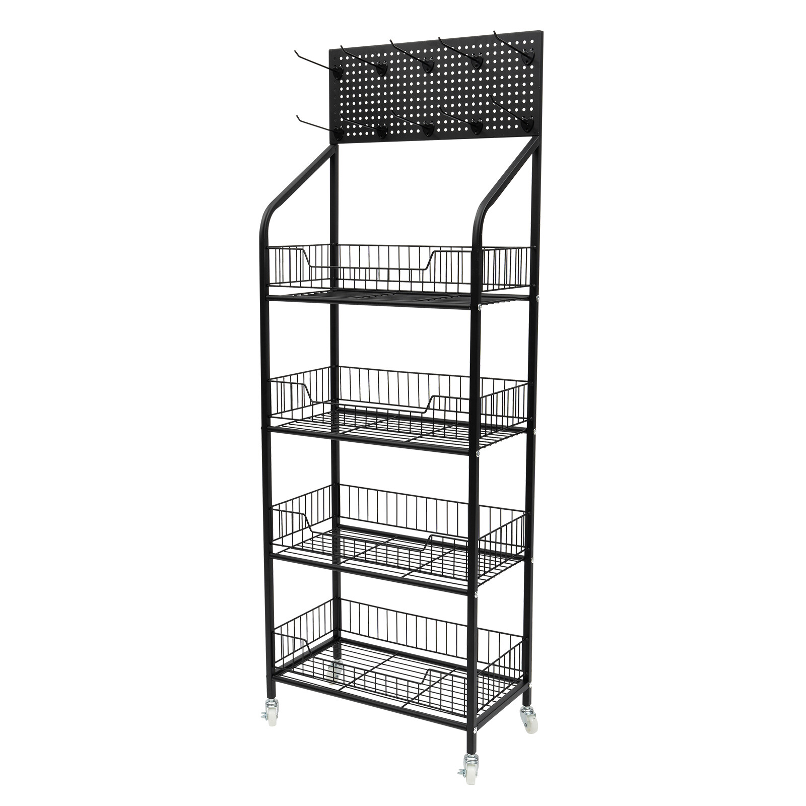 4 Tier Retail Display Rack Snack Candy Display Organizer Stand With 10 Hooks