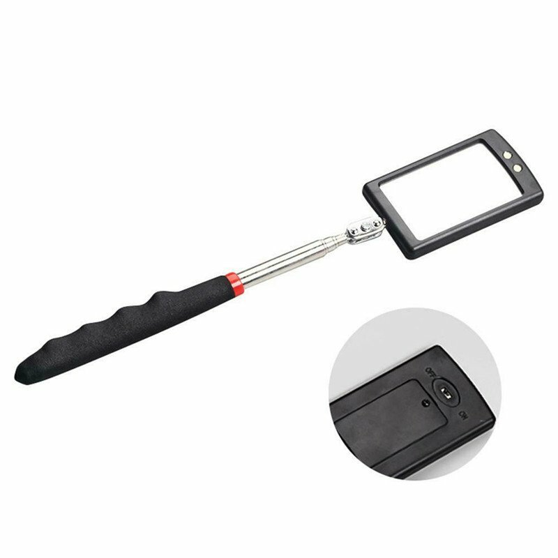 Inspection Mirror LED Lighted Mechanic Telescoping illuminate Swivel Extendable