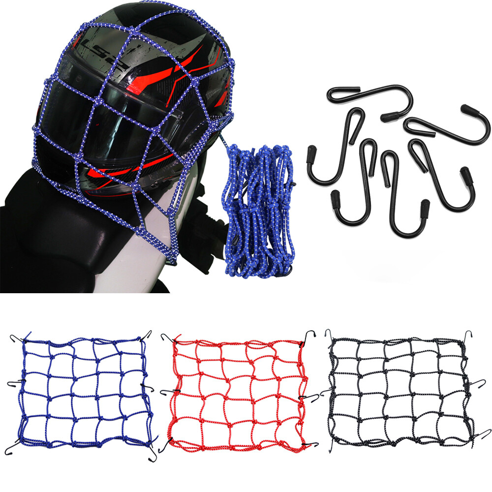 15"x15" Elastic Motorcycle Cargo Net Heavy Duty Bungee Net with Adjustable Hooks