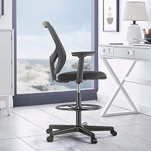 AFO Tall Drafting Chair with Adjustable Foot Ring, Ergonomic Lumbar Supportive