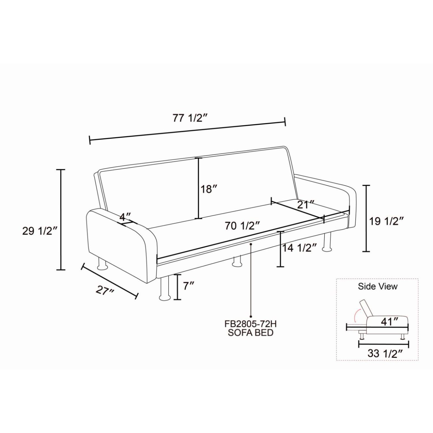 Flannel Living Room Sofabed Brown