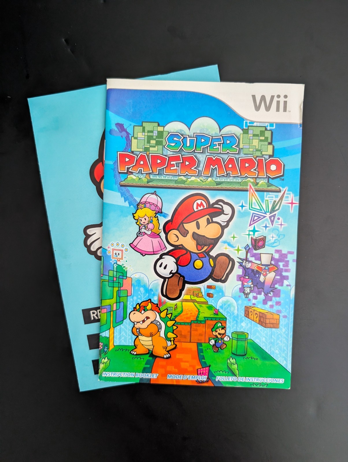 Super Paper Mario Nintendo Wii CASE MANUAL INSERTS ONLY Authentic Guaranteed