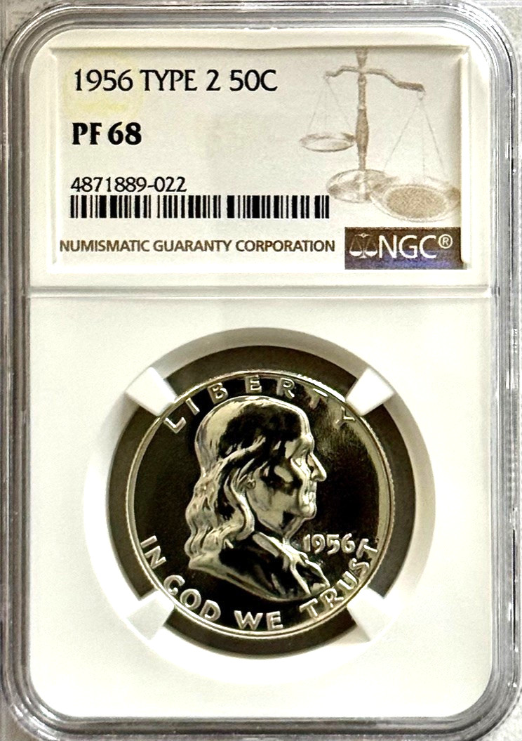 1956 PROOF FRANKLIN, NGC PR68, NO HAZE, SPOTS OR TONING, BRILLIANT!