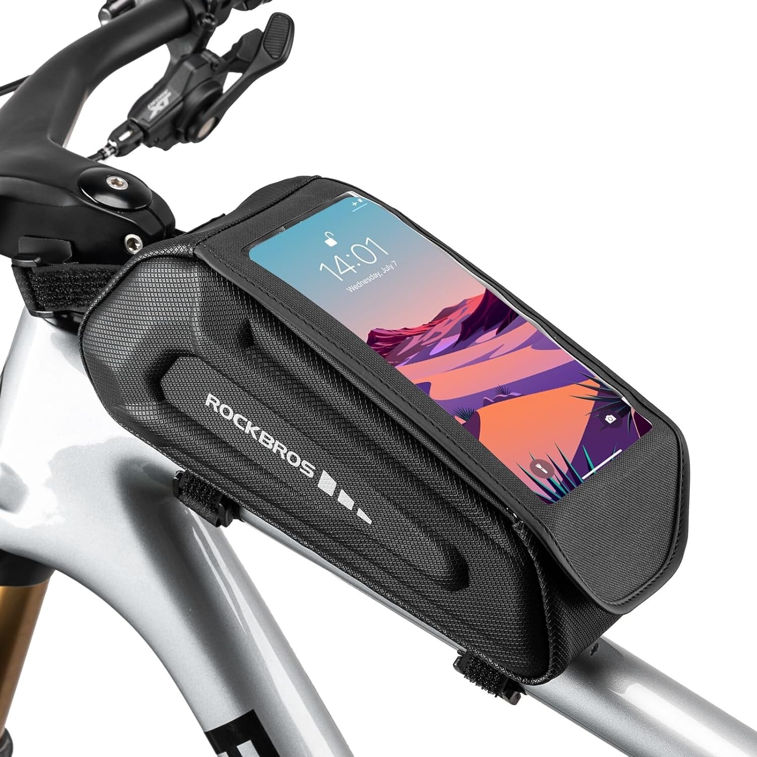 ROCKBROS Bike Phone Holder Top Tube Front Frame Bag Mount Handlebar Bag 6.8" EVA