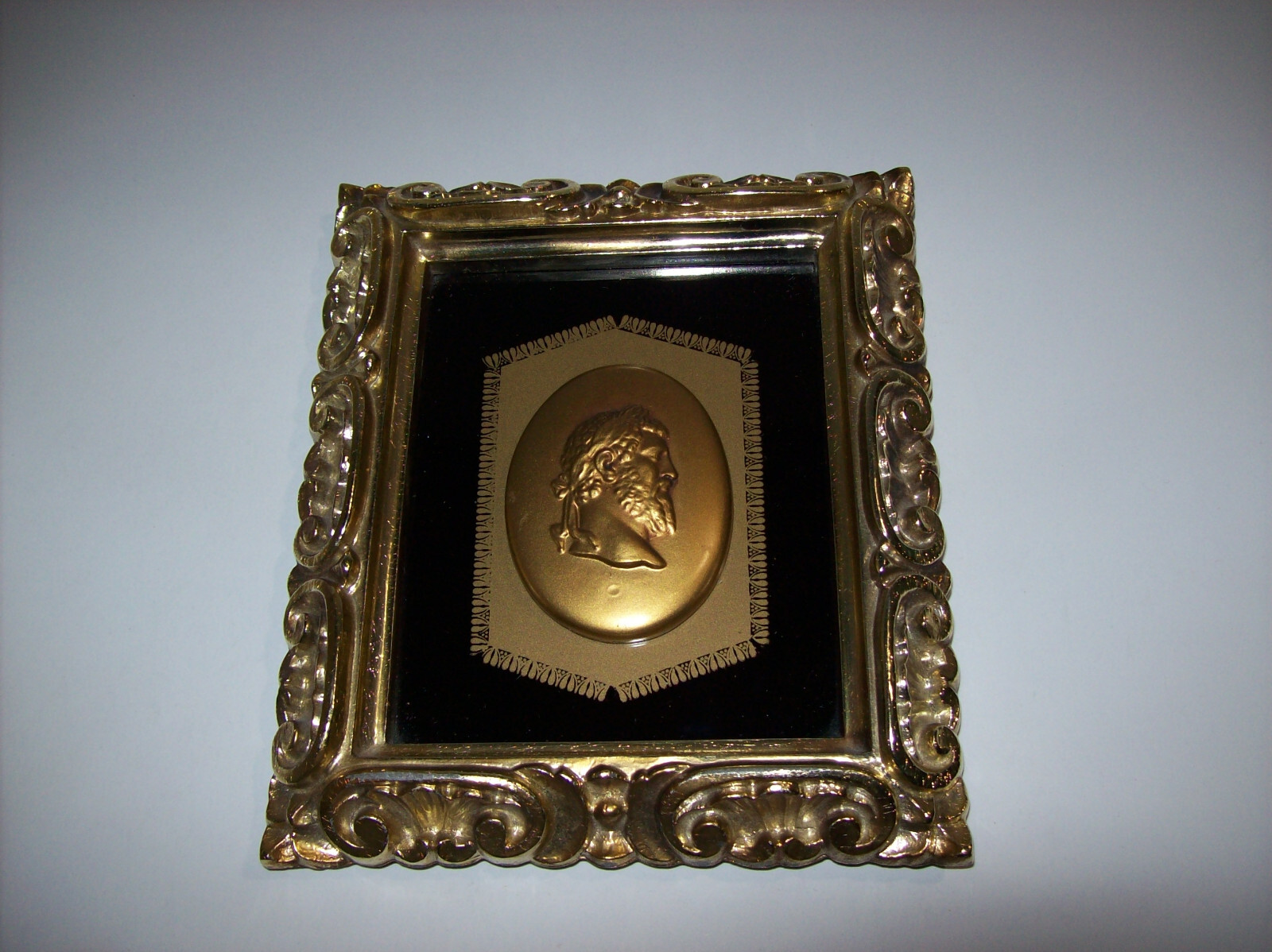 Vintage Mid Century Neoclassical Roman Emperor Cameo Relief Picture Wall Hanging