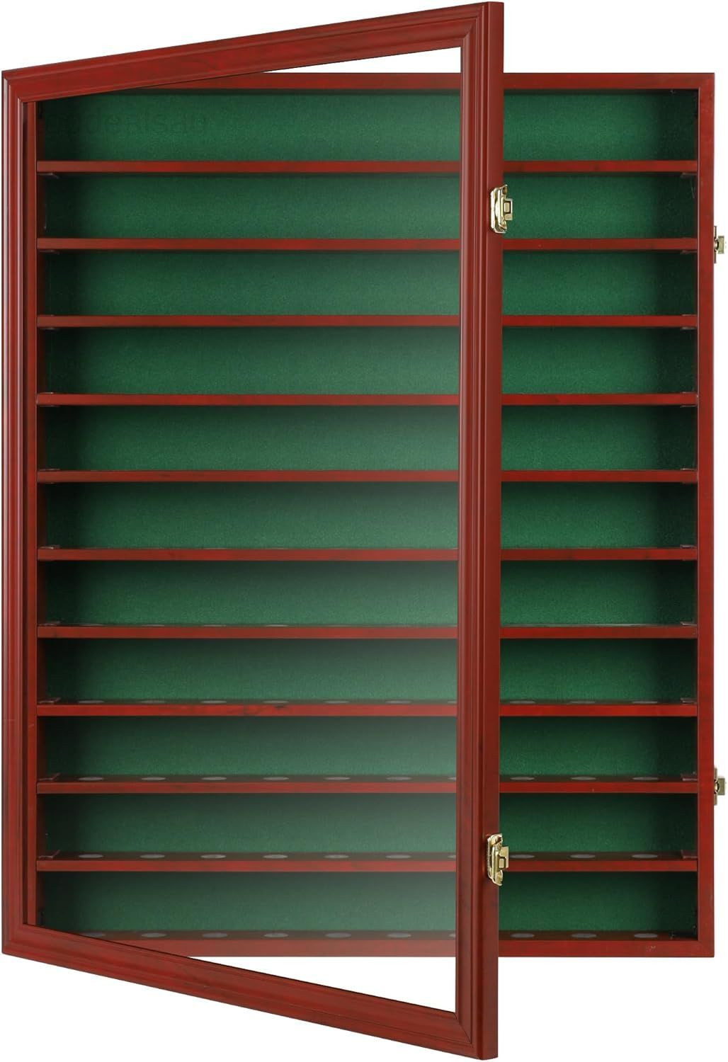 110 Golf Ball Display Case Wall Cabinet Holder Cherry Finish