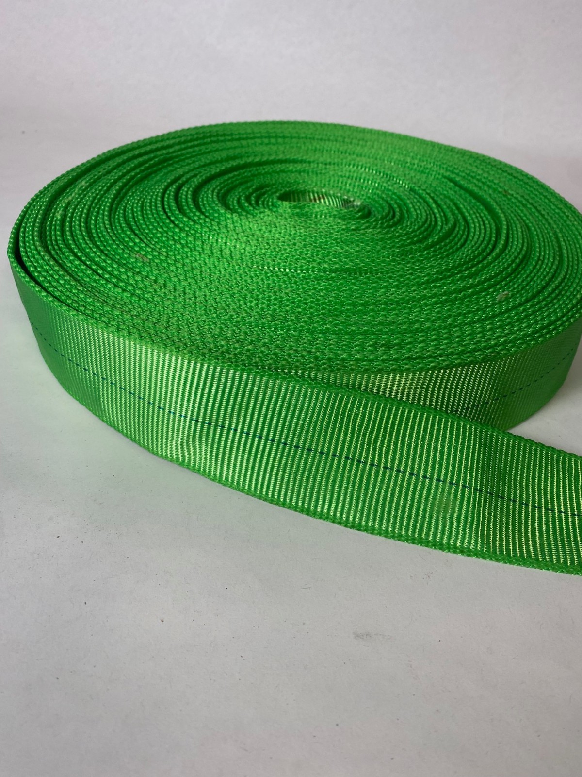 15 feet of 2 inch wide green TUBULAR nylon/polyester Webbing rope protection